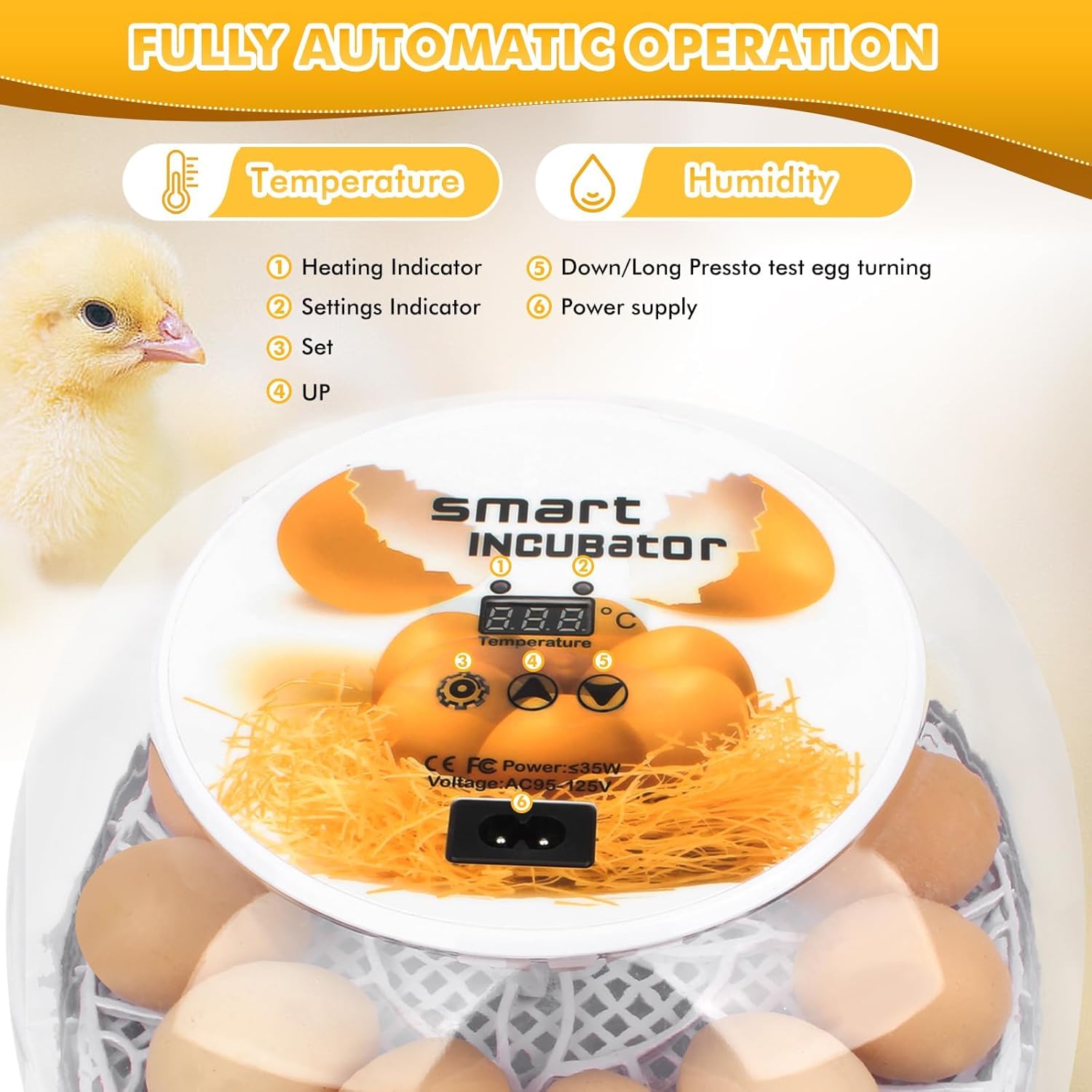 Egg incubators for Hatching Eggs, Automatic Egg Turning 12-24 Poultry Incubator with Temperature Control,Automatic Water Adding,℉ Display,360° View for Hatching Chickens, Duck,Quail,Goose Eggs (M12)