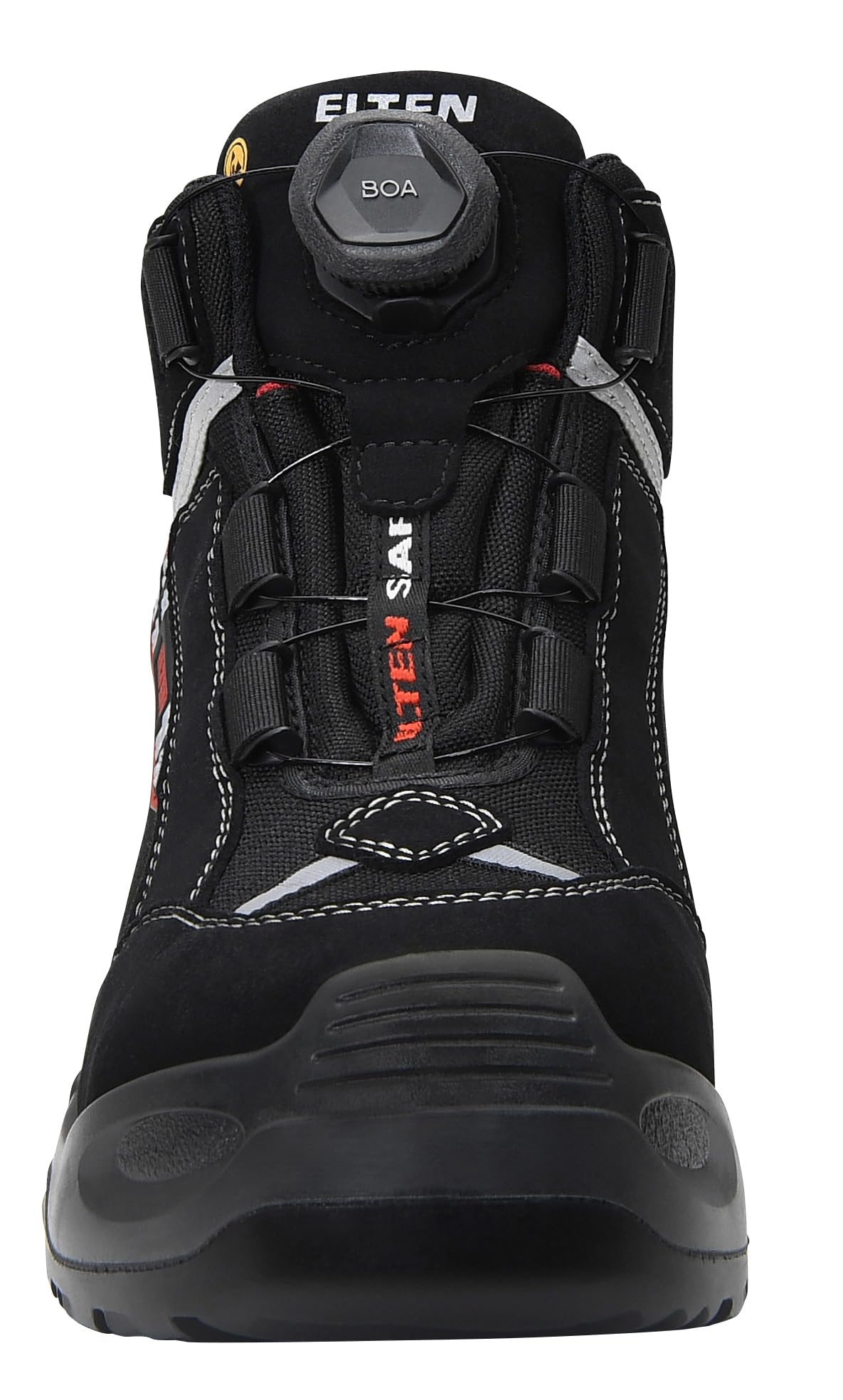 ELTEN Scarpe Antinfortunistiche Sander Boa ESD S3, Uomo, Tessuto, Puntale in Alluminio (più Leggero della Punta in Acciaio), Leggere, Sportive, Nero/Rosso, Misura: 46
