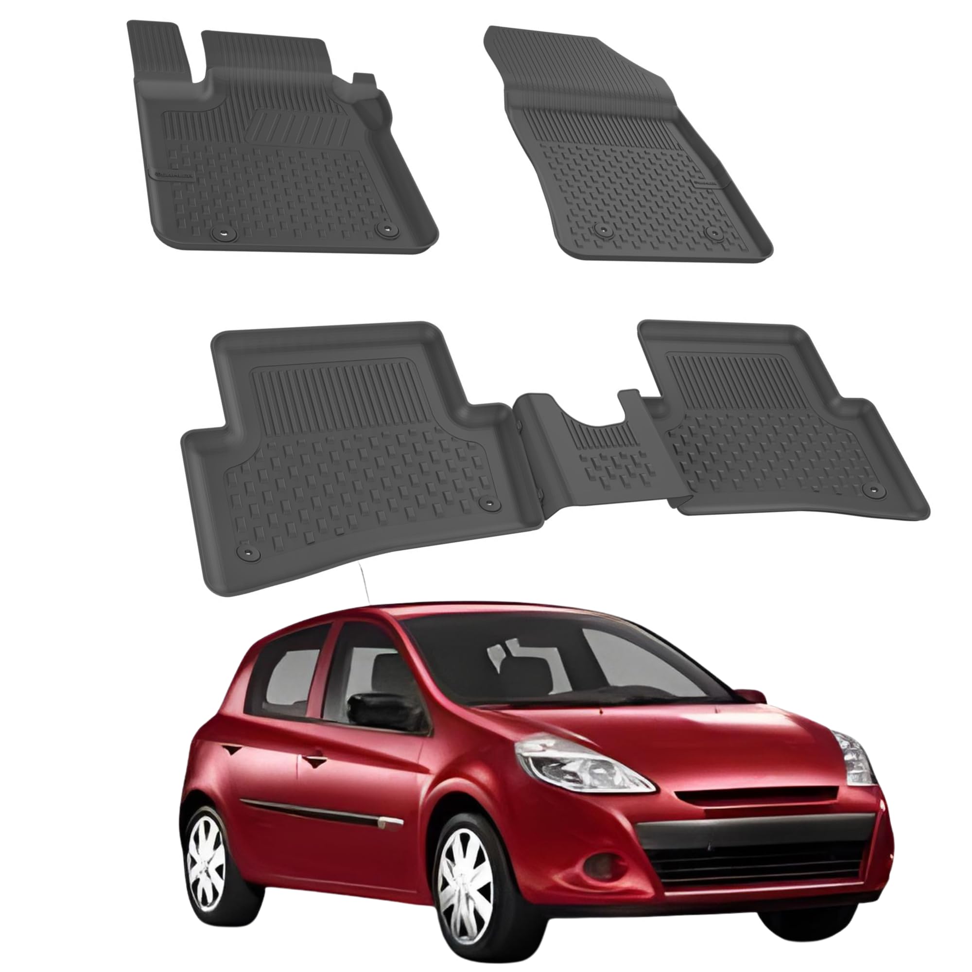 Floor Mats for Renault Clio 2012-2019 | Custom Fit Floor Liner for Cars | Premium Quality Car Mats Black | Odorless All Weather Waterproof Durable 4.5D Liner