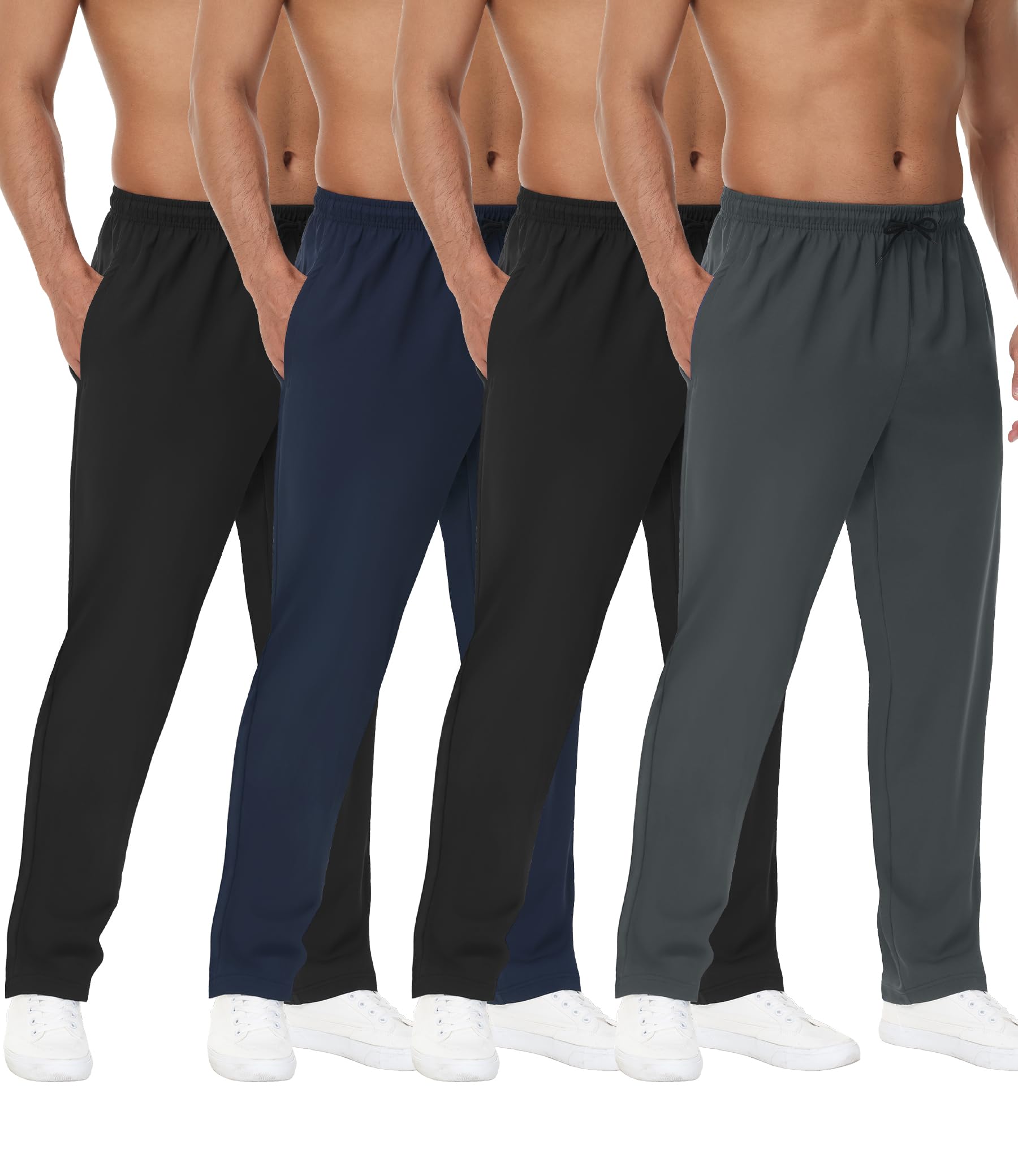 4 Pack Men's Athletic Gym Joggers Running Workout Sweatpants