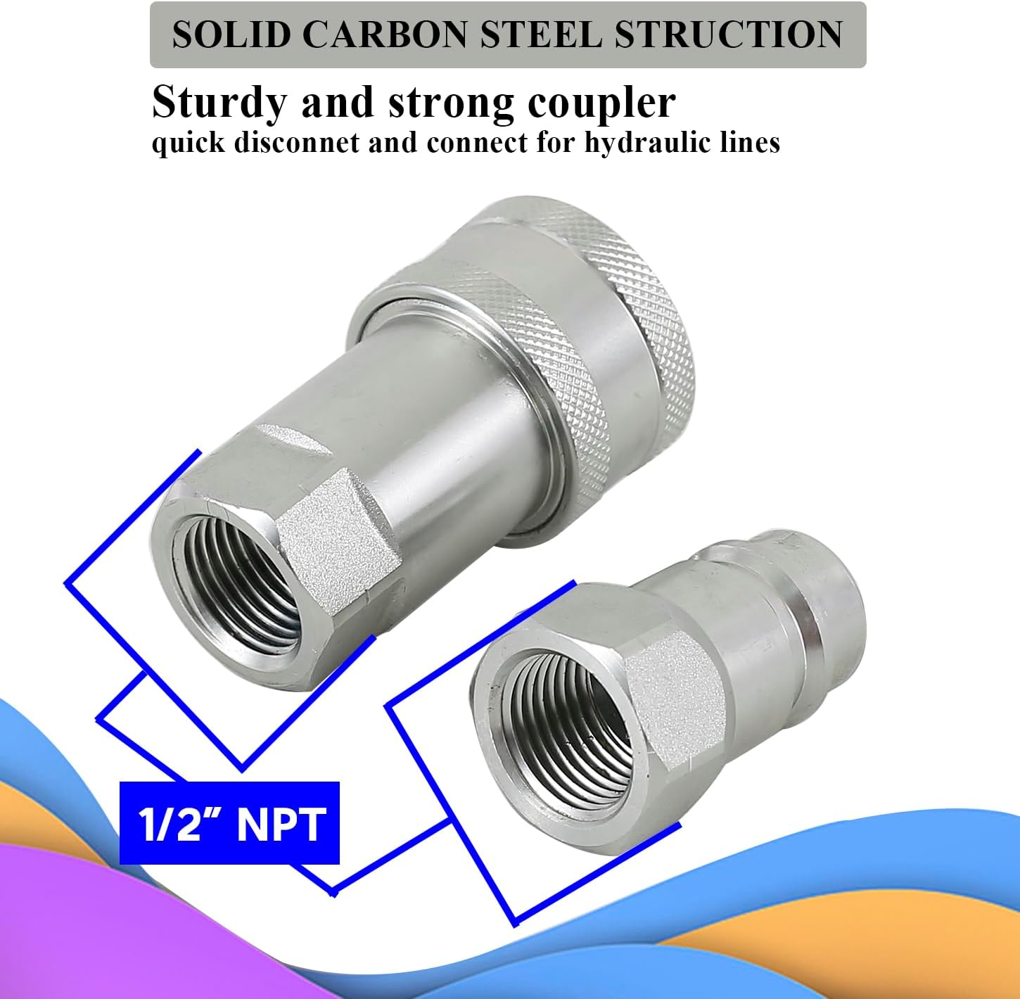 2 Sets 1/2" NPT Ball Pioneer Style Hydraulic Quick Couplers Connectors Fittings for Tractors(ISO 5675)