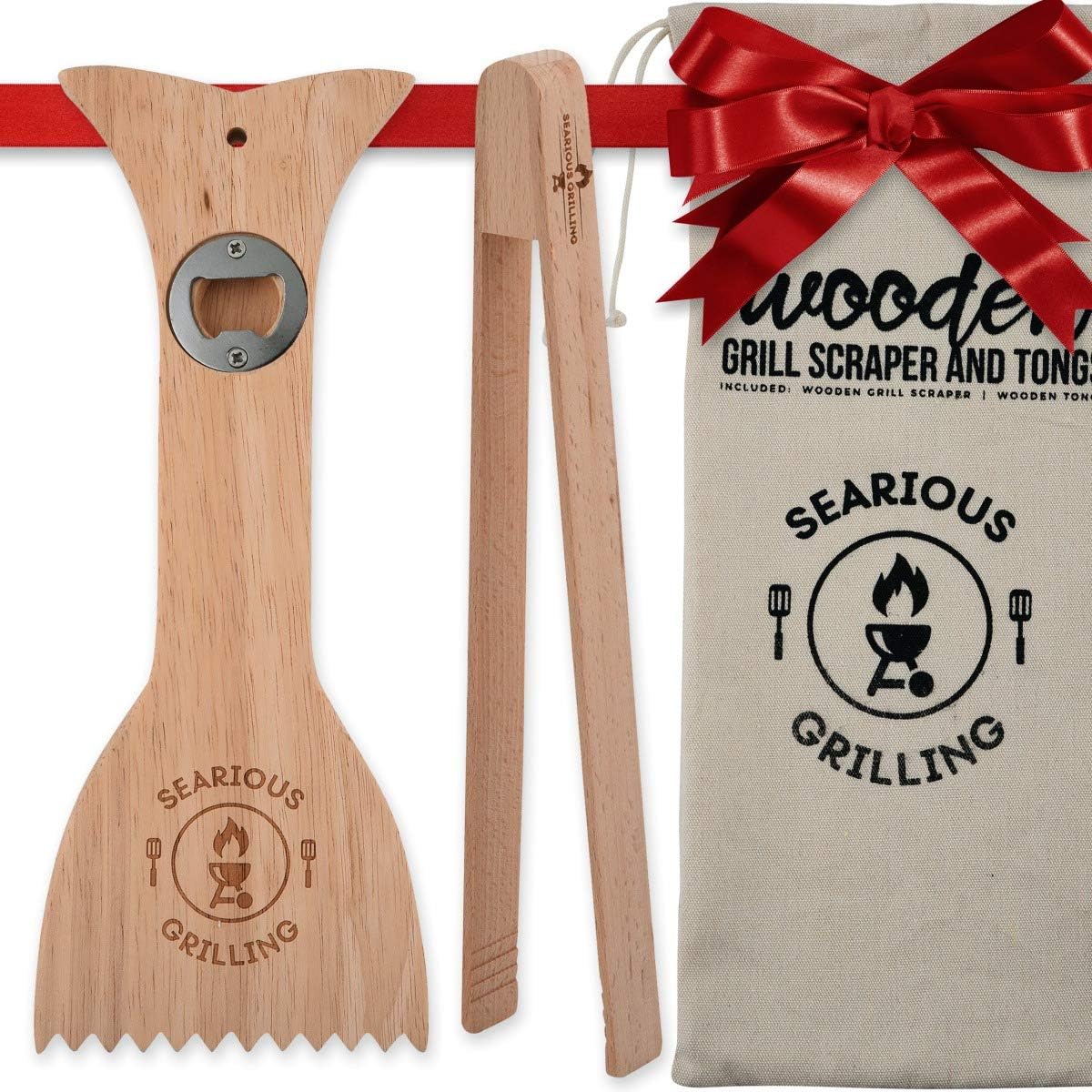 Searious Grilling Wood Grill Scraper Tool with Bottle
