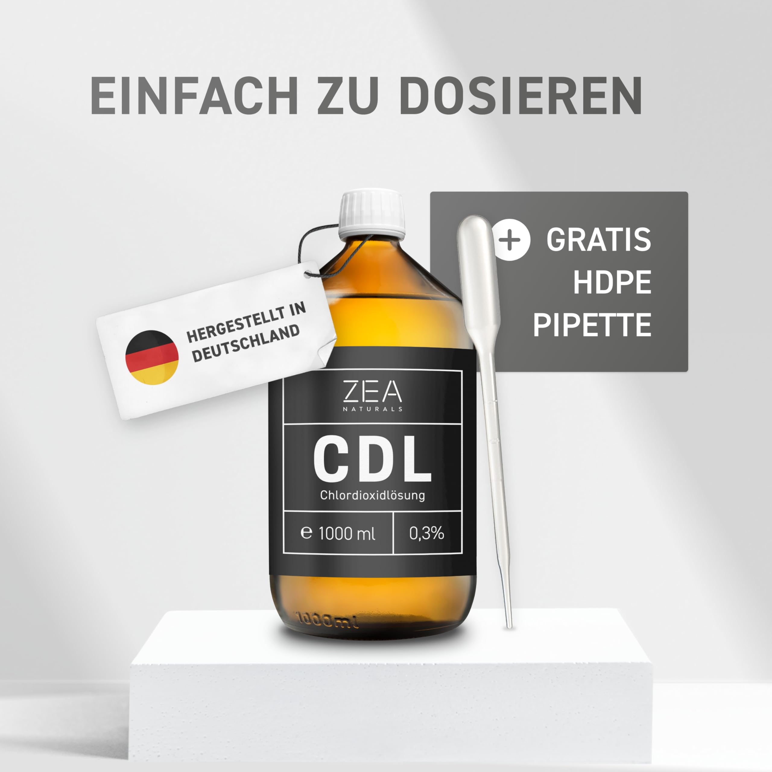 CDL 0,3% (1000 ml) - Chlordioxidlösung 0,3 - Braunglasflasche + HDPE Pipette - Reg-Nr. N-116788 - Chlordioxid, CDs, Cdl Tropfen, CDs Lösung 0 3 1000ml