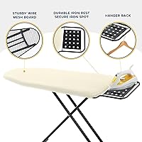 Vista 4 de Ironing Board Full Size, RAINHOL Compact Iron Board with Iron Rest, Heat Resistant Cover with Ultra Thick Padding, Height Adjustable Heavy Duty for