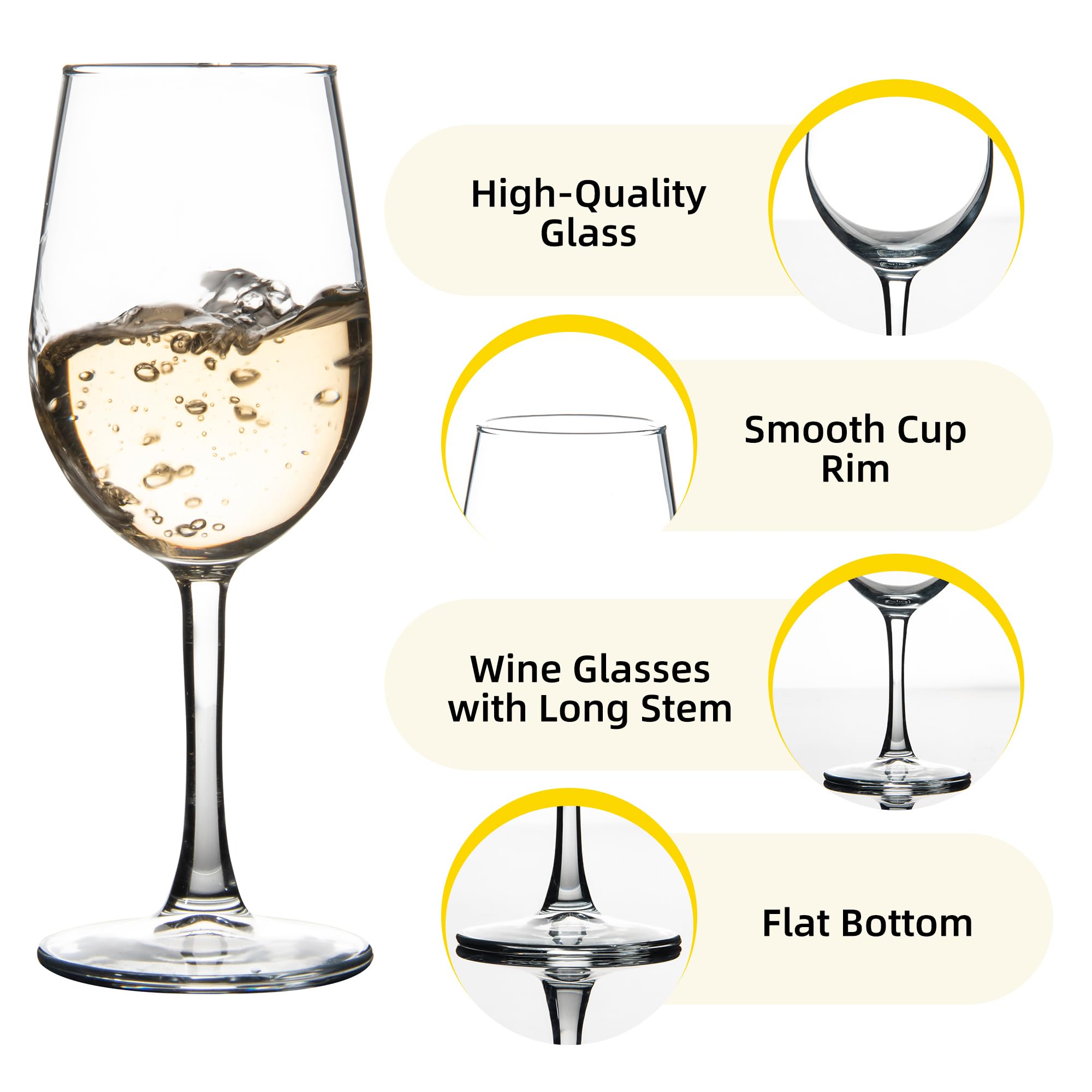 Juego de 12 copas de vino rojo y blanco de 12 onzas, copas de vino de tallo transparente para degustación de vino, bodas, cumpleaños y hogar