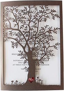 30Pcs Old Tree Wedding Invitations with Envelopes, Vintage Invitations Cards, Metallic Paper Laser Cut Invitation (30)