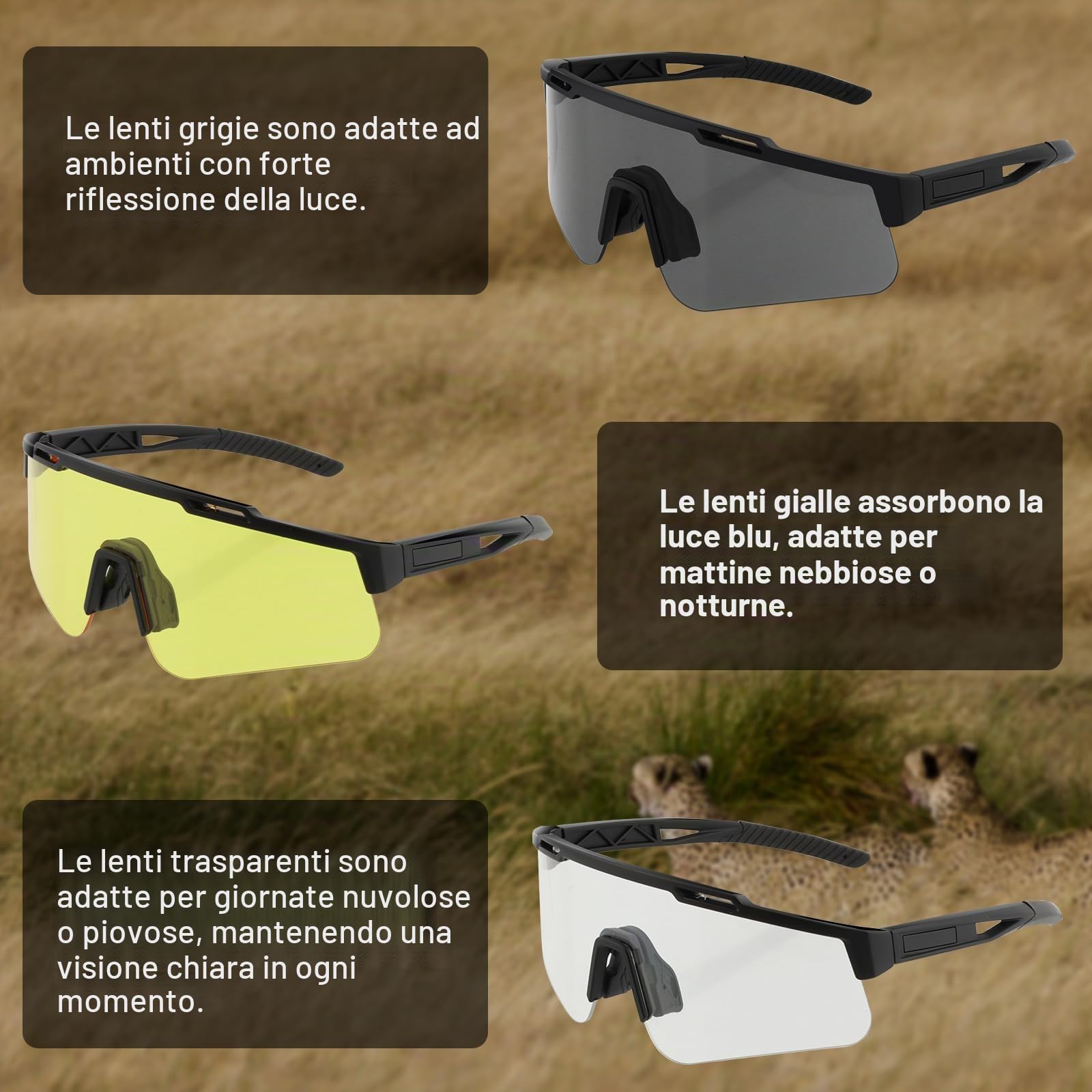 Occhiali tattici per softair, anti appannamento, con 3 lenti intercambiabili, occhiali tattici per tiro, protezione UV400