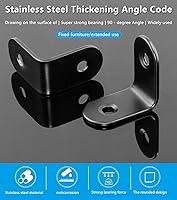Vista 4 de 12 soportes en L para esquina de ángulo recto, acero inoxidable de 1 x 1 pulgada en ángulo recto, estante negro de 90 grados con tornillos