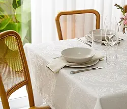 Toalha de Mesa 1,00x1,00m Quadrada 4 Lugares Impermeável Bar Lanchonete Restaurante (Medalhão Branco)