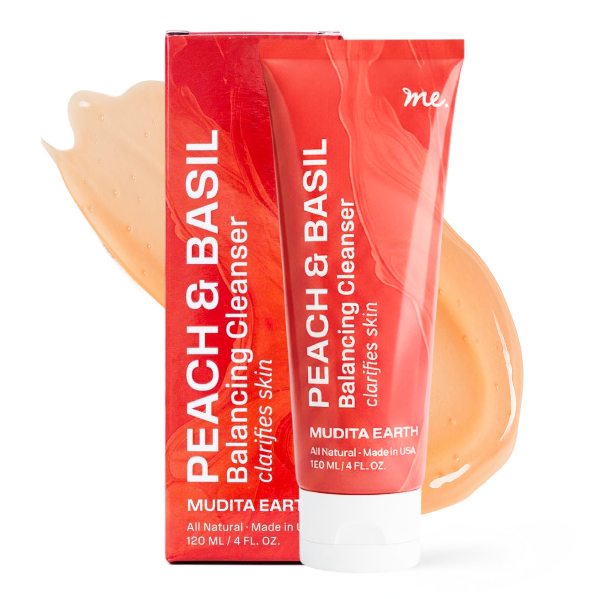 Mudita Earth Vitamin C Cleanser 4 fl oz Peach Basil Balancing Face Wash Gentle Sulfate-Free Cleanser for Sensitive