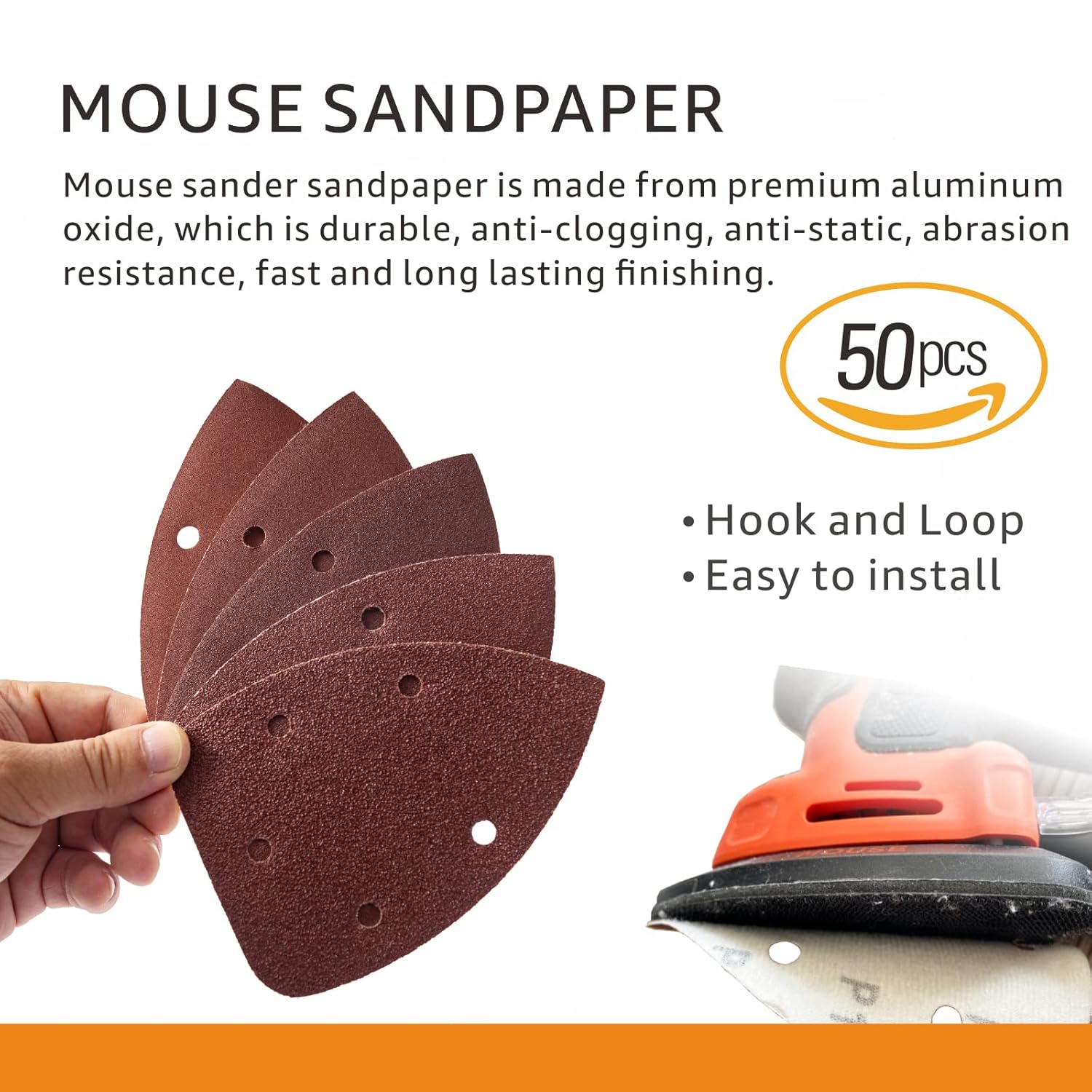 50pcs Mouse Detail Sander Sandpaper Mouse Sander Sandpaper Assorted 60/80/120/240/320 Grits Triangle Sandpaper 5 Holes Mouse Sander Pads Hook and Loop: Tools & Home Improvement