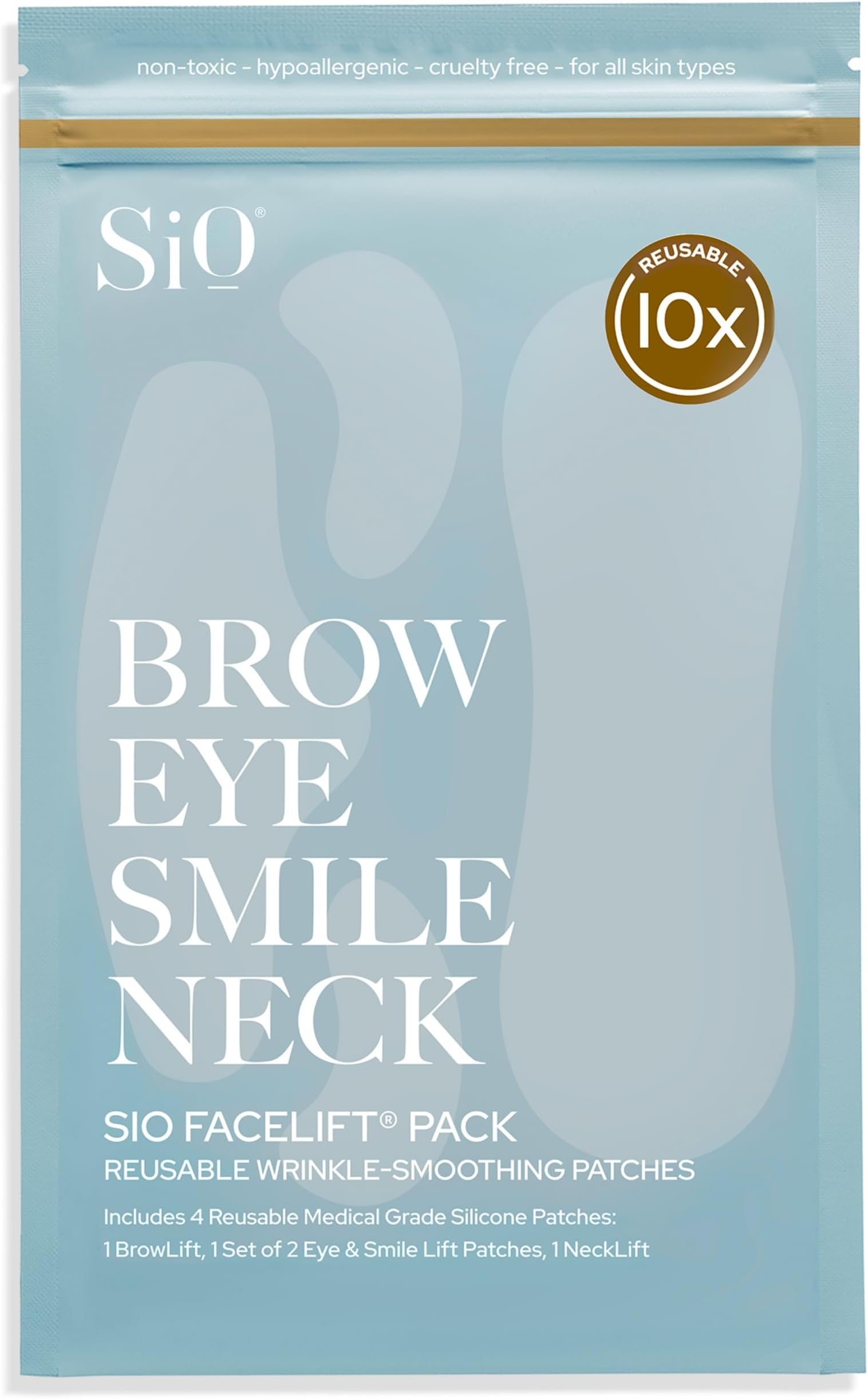 SiO Beauty FaceLift Neck, Forehead, Eye & Smile Anti-Wrinkle Patches Overnight Smoothing Silicone Patches For Face, Neck, Forehead, Eye & Smile Fine Lines And Signs Of Ageing
