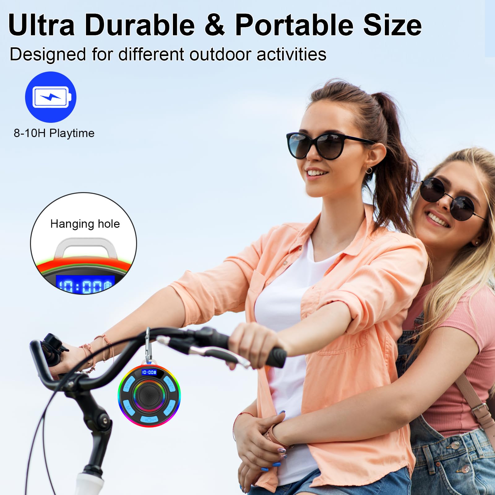 Cassa Bluetooth Doccia, Altoparlante Bluetooth IP7 Impermeabile con Ventosa, 360°Associazione Stereo Cassa Bluetooth Potente da Doccia con Luce LED Colorate, 8H Chiamata Senza Mani per Doccia Blu
