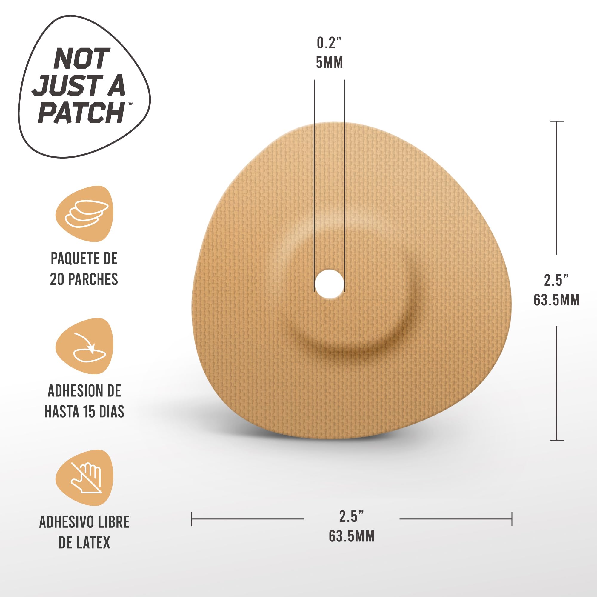 Not Just A Patch Fundas impermeables para sensor Freestyle Libre 3 (paquete de 20) - Parches para sensor CGM Lingo para la piel - Parches adhesivos Libre 3 de 10 a 14 días (Beige)