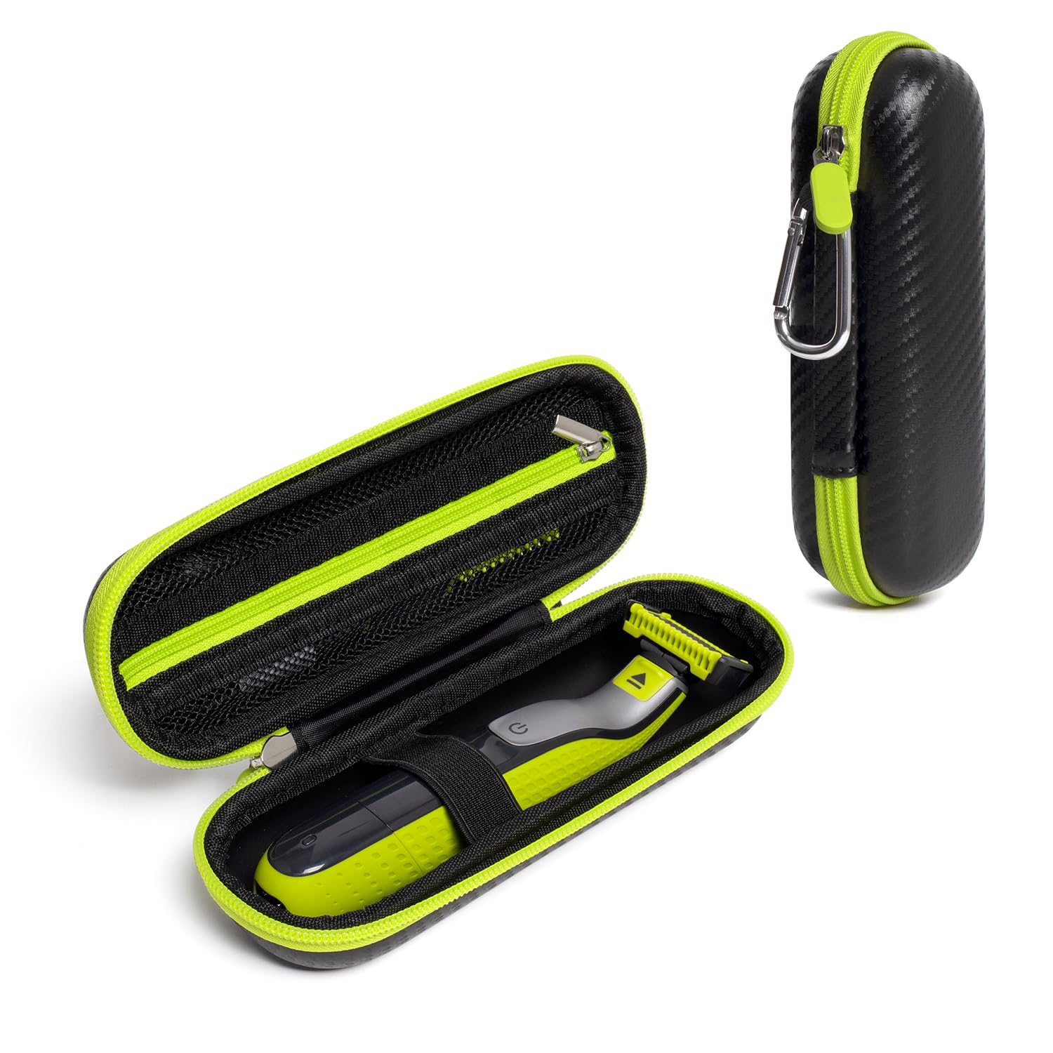 Nincha Custodia da Viaggio per Rifinitore e Rasoio Elettrico Ibrido adattata per Philips, Groomer per Viso + Corpo QP2724/90, QP2834/70, QP1924/70, QP6531/70, QP4631/90，Nero&Verde Lime