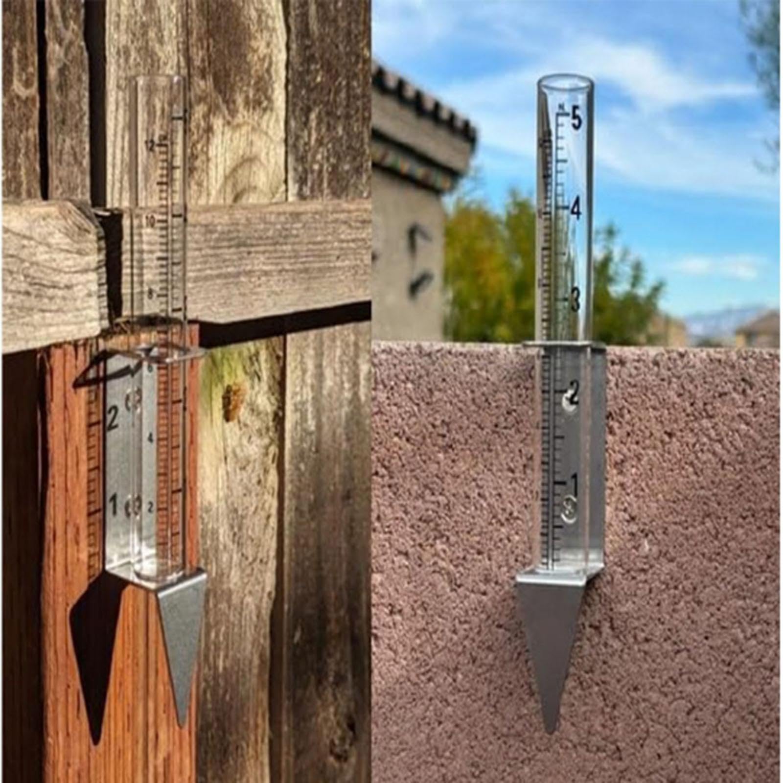 Rain Gauge with Stake Glass Tube Rain Measure Gauge for Landscape Fence Yard