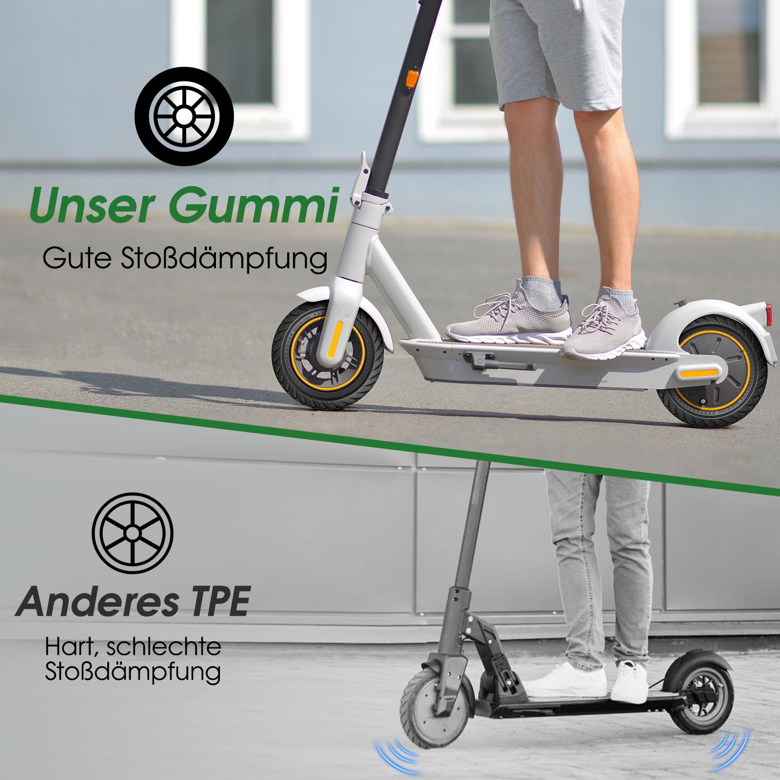 COASTA 80/65-6 Vollgummireifen,10x3 Solid Reifen, pannensicher Offroad | 255x80 E-Scooter Ersatzreifen, für Kukirin G3 Pro / G2 Max, Kugoo M4 Pro, Kaabo Wolf Warrior & Mantis 10 ,schwarz