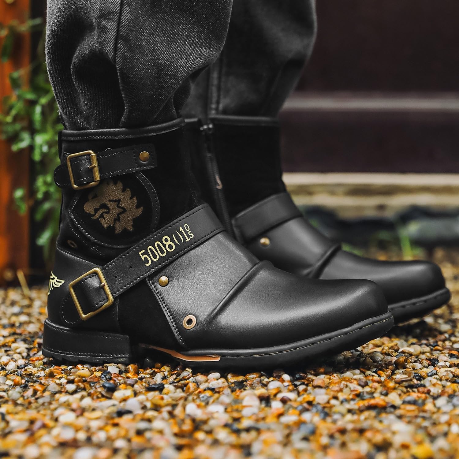 Buty motocyklowe dla mężczyzn, zapinane na zamek błyskawiczny, skórzane buty motocyklowe, wodoodporne buty do jazdy na co dzień, duży rozmiar