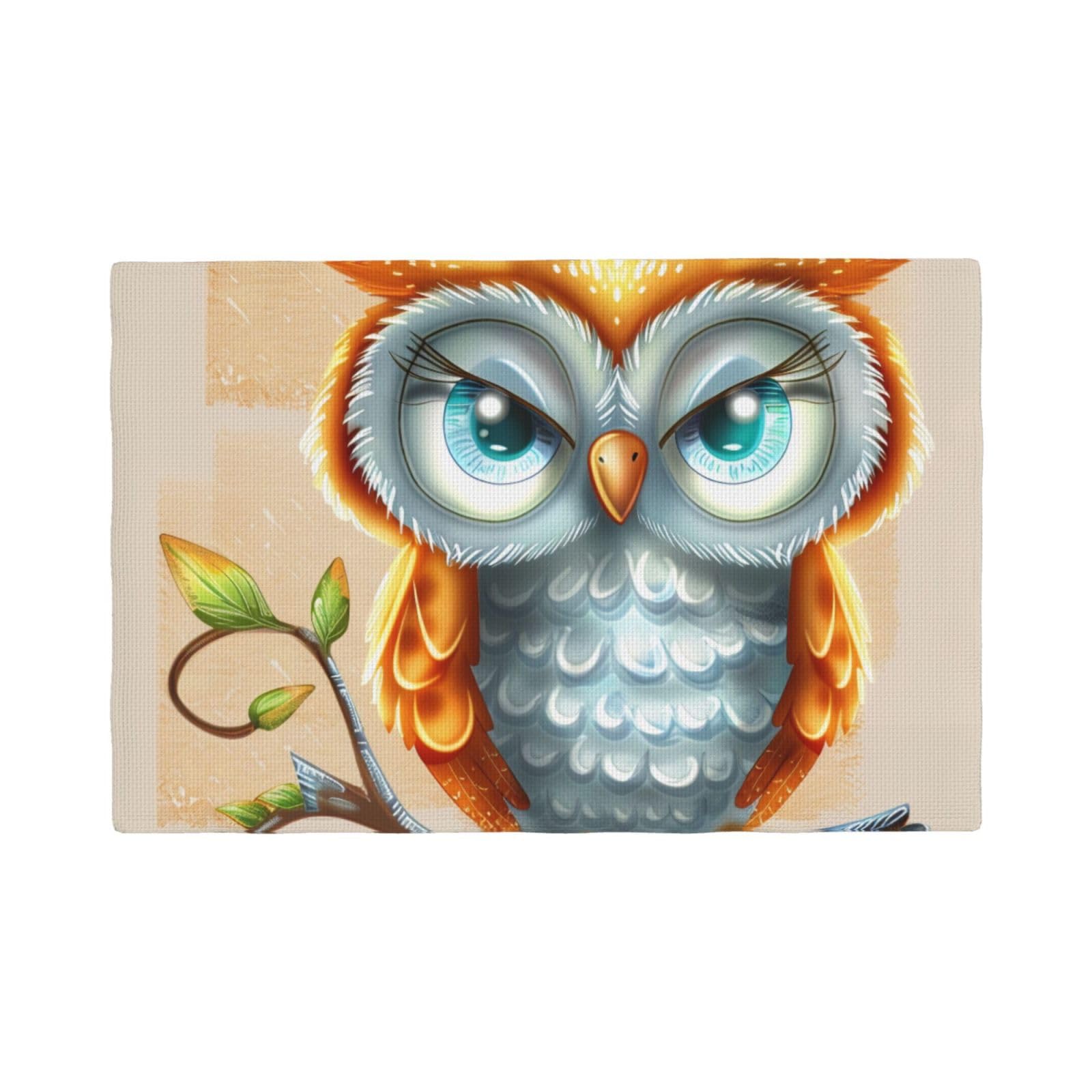 Set de table hibou en lin pour repas de famille et décoration