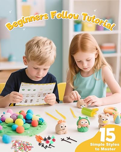 Miniatura 6 de Kit de arcilla para modelar  42 colores de arcilla seca al aire, arcilla mágica de moldeo de bricolaje incluye herramientas y accesorios de Navidad,