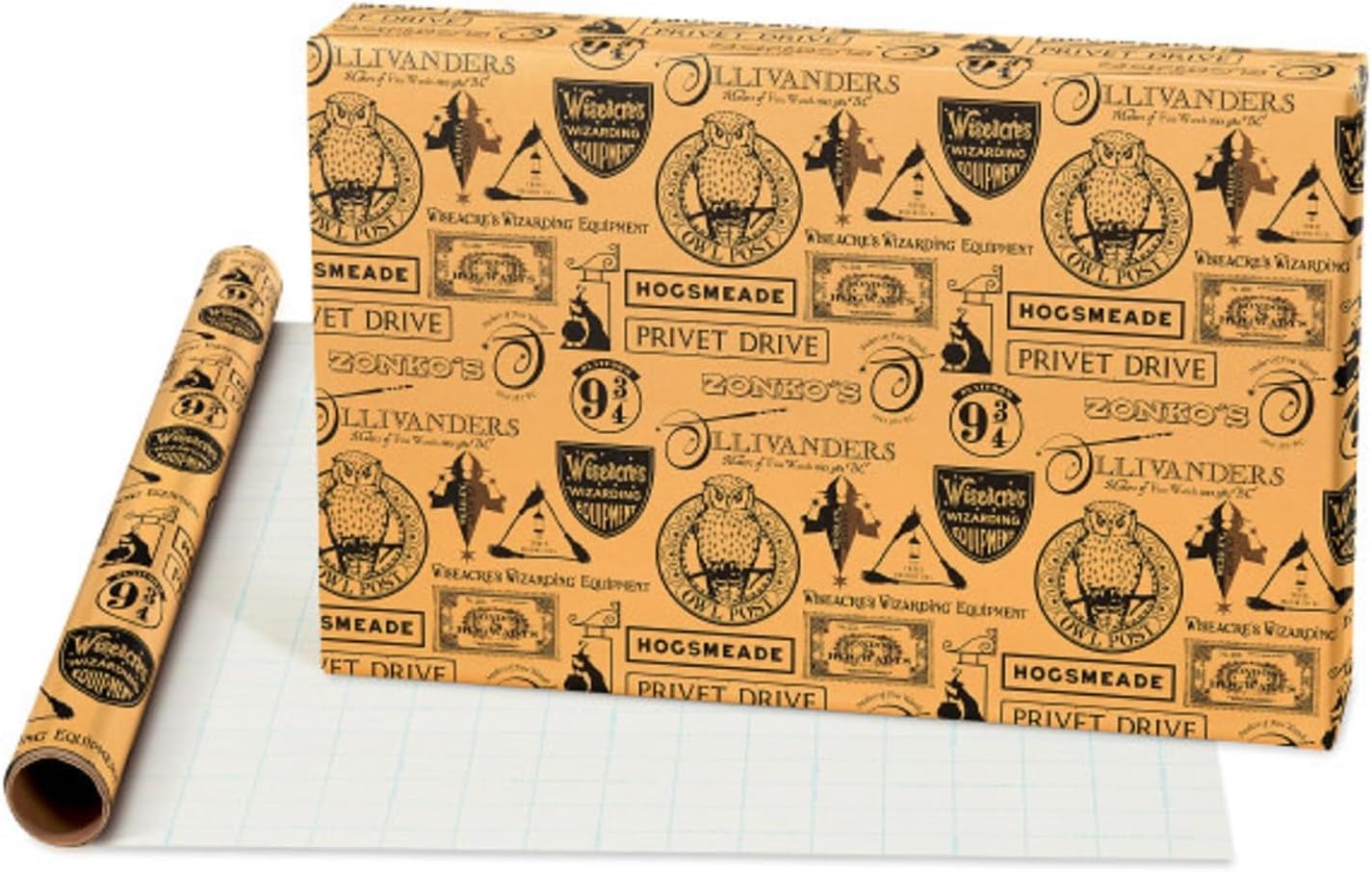 Scotch Gift-Wrap Bundle Variety Pack Tape, 6 Rolls and American Greetings Harry Potter Wrapping Paper Set with Gridlines, 3 Rolls, 30 in. x 14 ft.