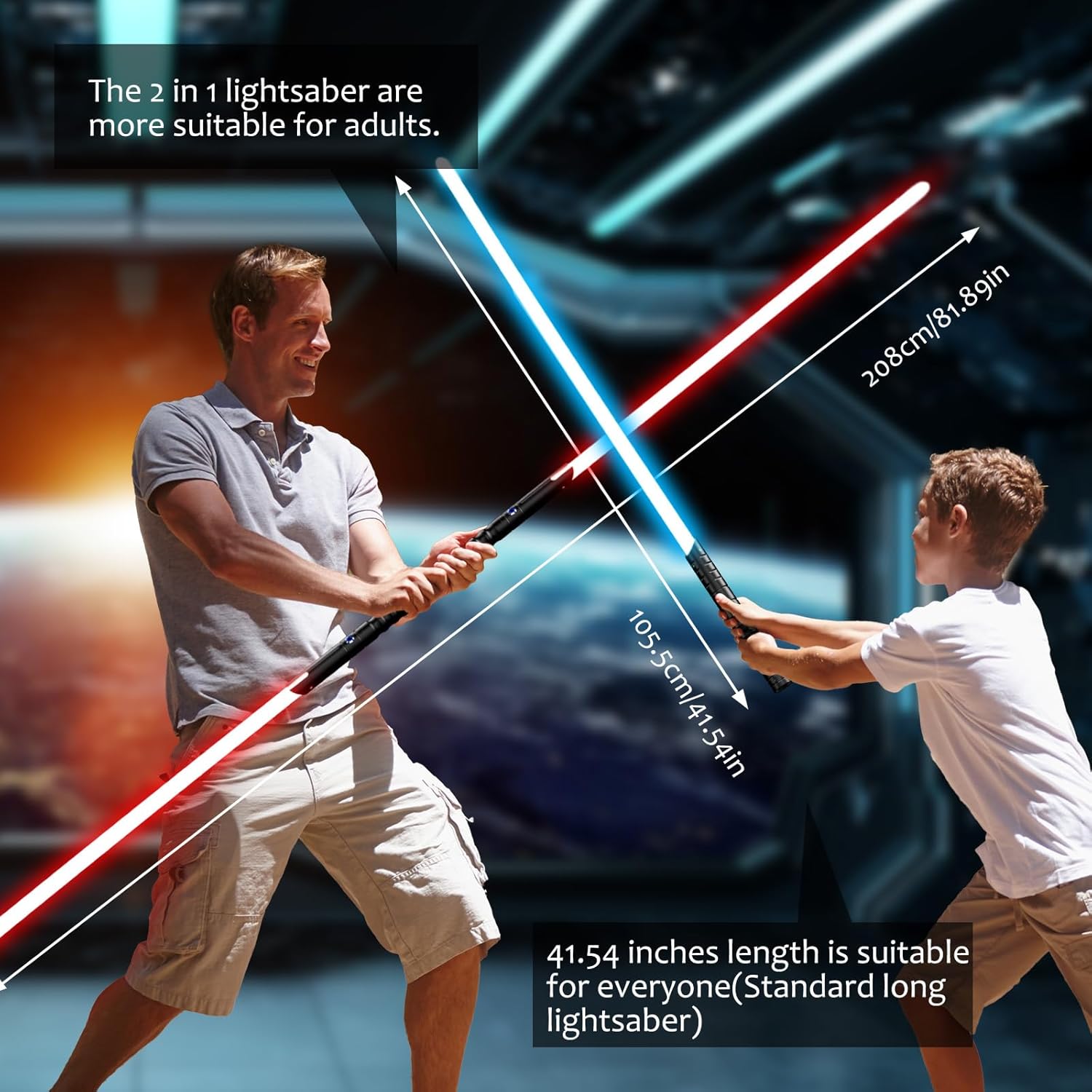 ライトセーバー、RGB FXライトセーバー、長さ41インチのダブルデュエリングライトセーバー、2パック本物の12色ライトセーバー、子