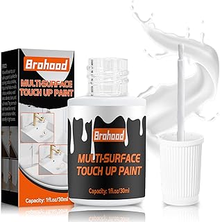 Brohood White Touch Up Paint, Appliance Kitchen Cabinet Bathtub Paints for Wall, 30ML Multi Surface Touch Up Paint, Semi Gloss White Wall Paints for Enamel Porcelain Door Furniture Chips Scratches