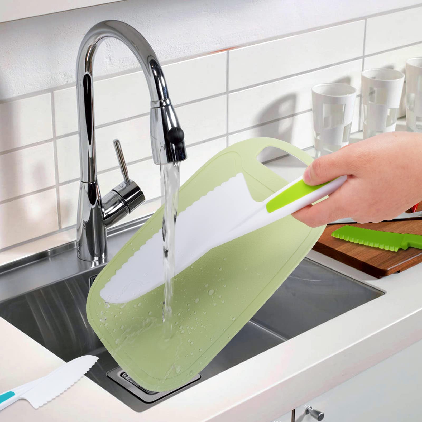 Goodchef Set di coltelli da cucina per bambini, 8 pezzi, per tagliare e cucinare frutta o verdura per bambini, con coltello in legno