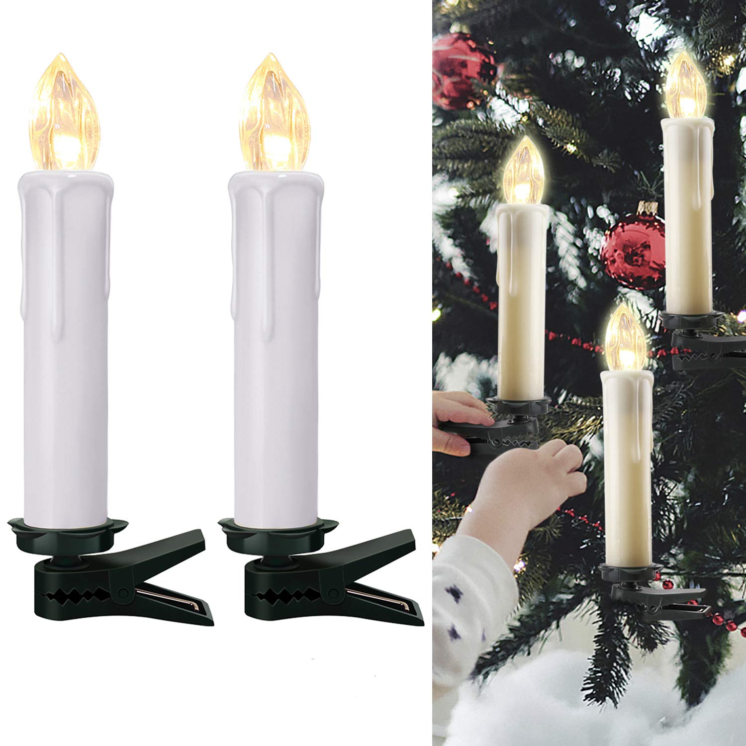 Forever Speed 20-60er Weinachten LED Kerzen Weihnachtsbeleuchtung Lichterkette Kerzen kabellos Weihnachtskerzen Weihnachtsbaum Kerzen mit Fernbedienung kabellos Baumkerzen(weisse Hülle, 50er)