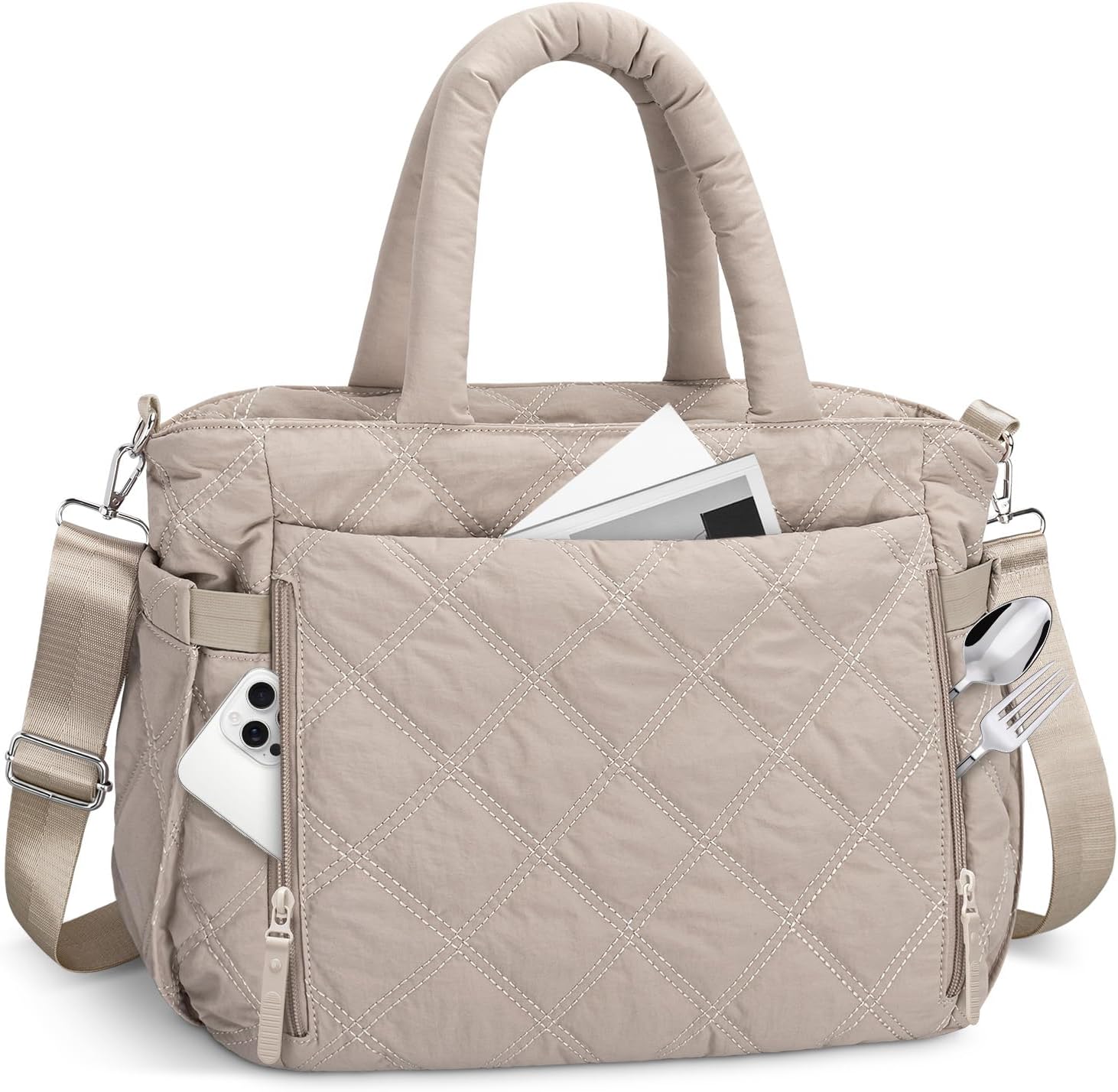 Lunch Bag Lunch Box for Women Adults, Large Capacity Insulated Quilted Puffer Lightweight Leakproof Lunch Tote Bag for women, Reusable Lunch Boxes Cooler Bag for Work Picnic Travel