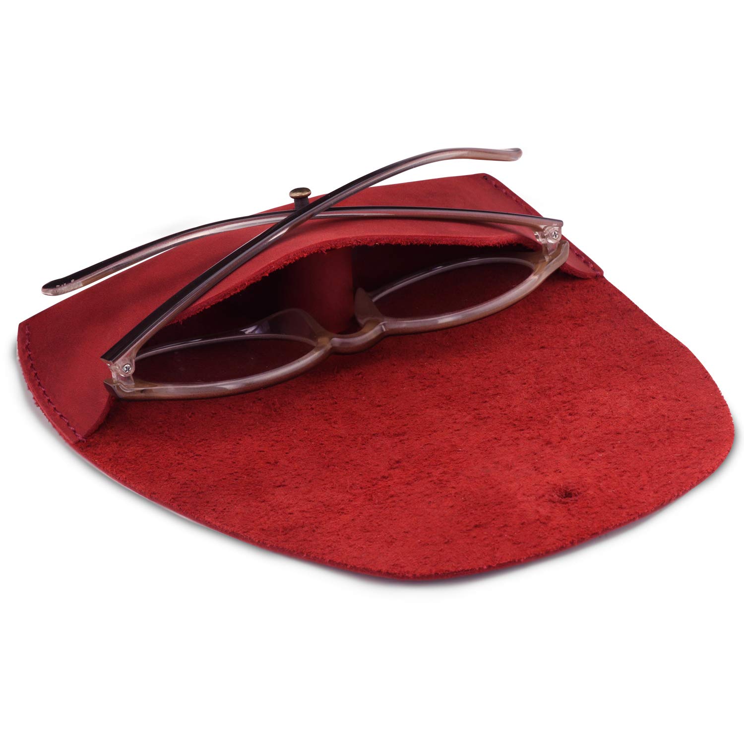 LONDO Genuine Leather Eyeglass Case with Button Closure