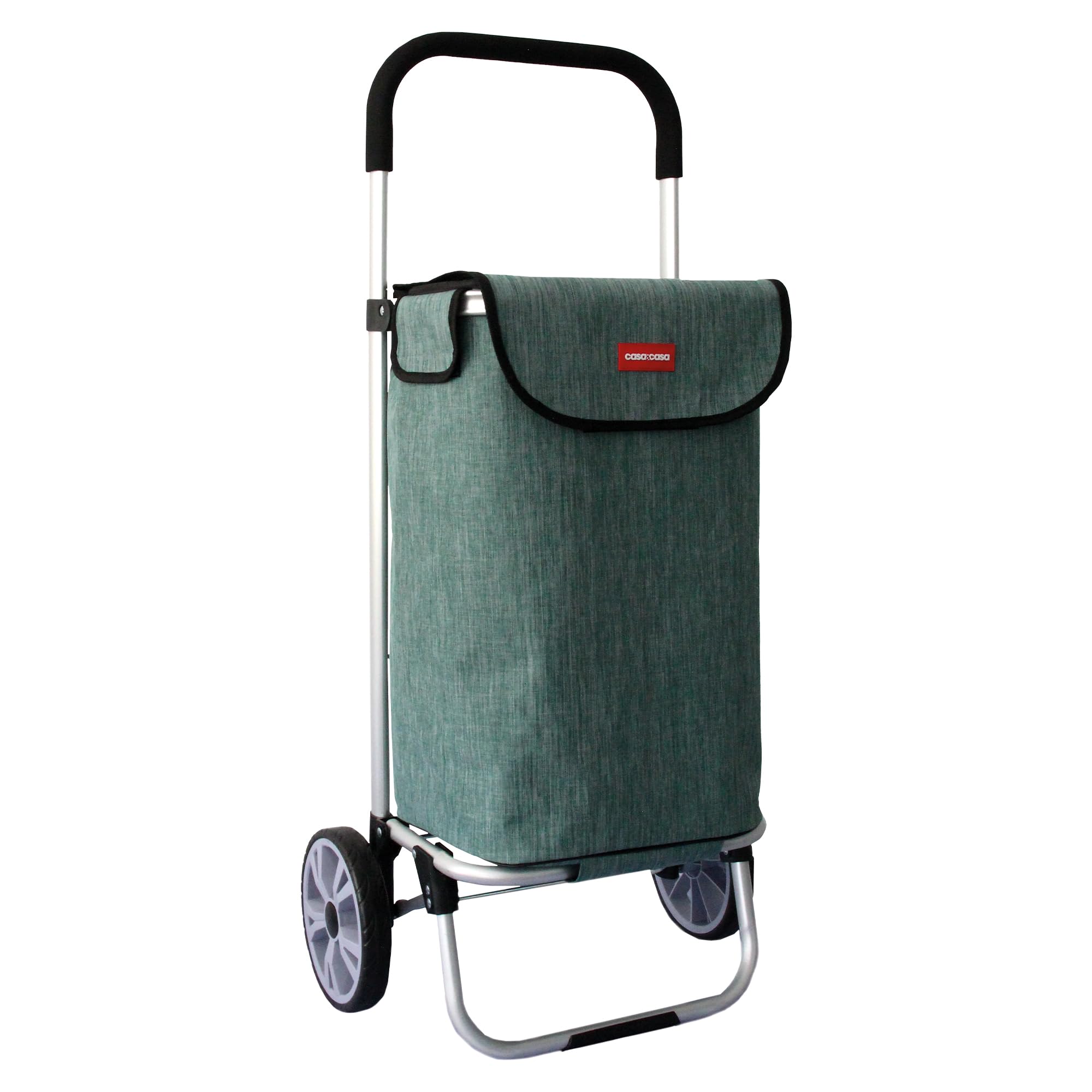 Newly Launched Casa & Casa Naples Aluminium Shopping Trolley on Wheels, 55L Huge Capacity, Carton Quantity 4, Elegant & Foldable, Shopping Cart for Groceries, Thermal Liner, Bespoke Design, Green