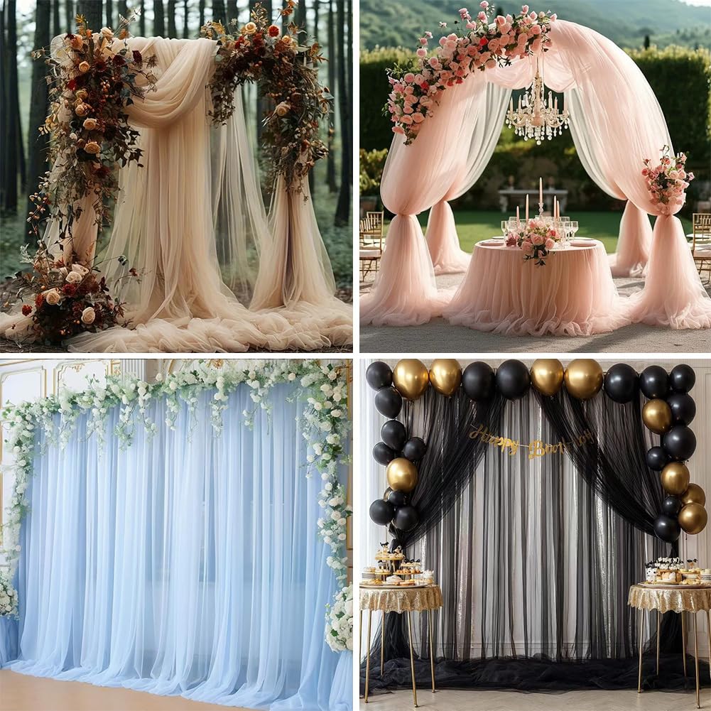 Tessuto in tulle, 75 x 3000 cm, nastro in tulle, per tende, tende da soffitto, tessuto drappeggiato per matrimoni, tovaglie, cerimonie, fiocchi per sedie, archi nuziali