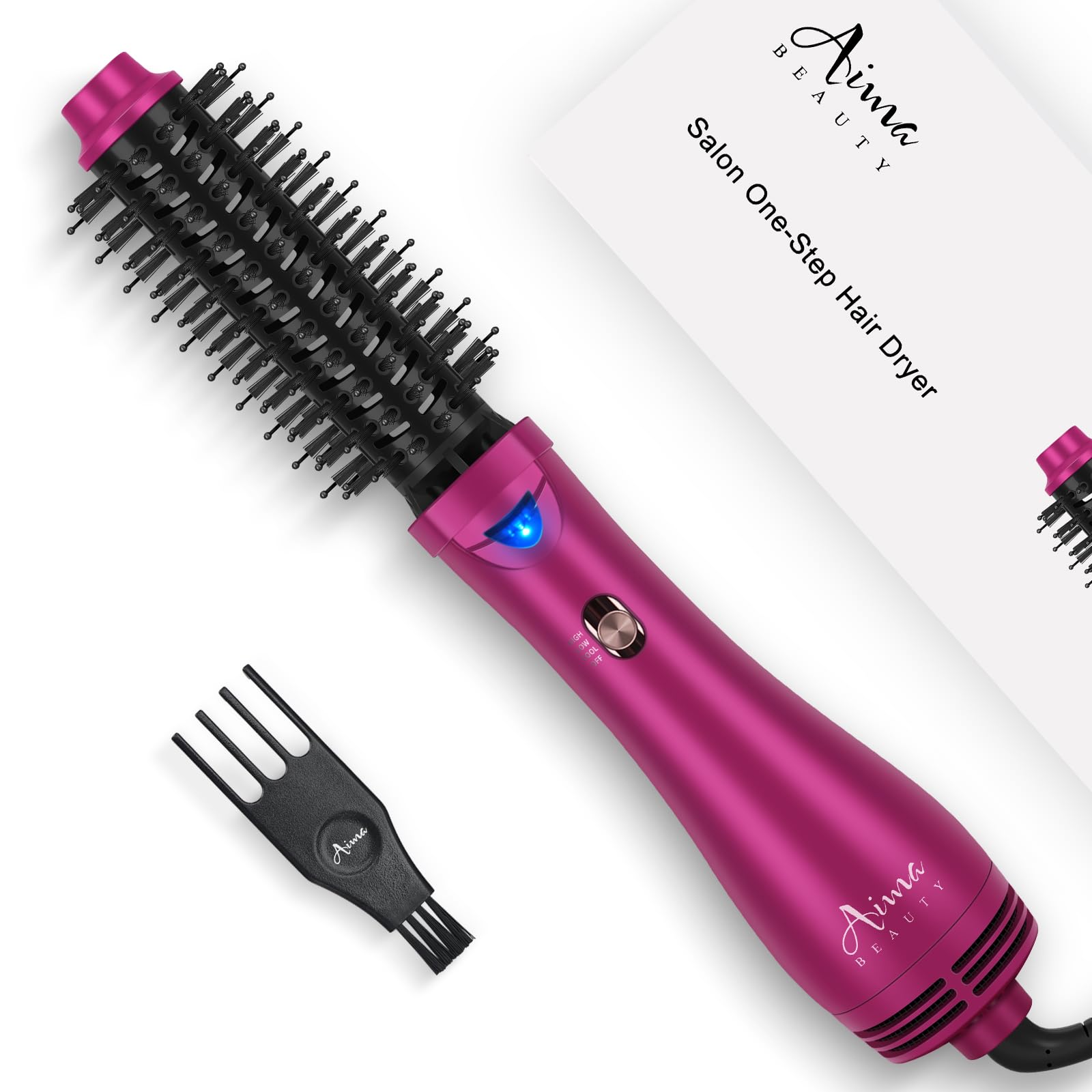 Sponsored Ad - Aima Beauty One Step Hair Dryer & Volumizing Hot Air Brush, Ceramic Straightener Brush, Curler & Hot Comb 4 in 1 Salon Ionic Hair Brush, Rose Pink