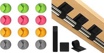 12 Pack Colorful Cable Clips 20 Pack Cable Management Under Desk