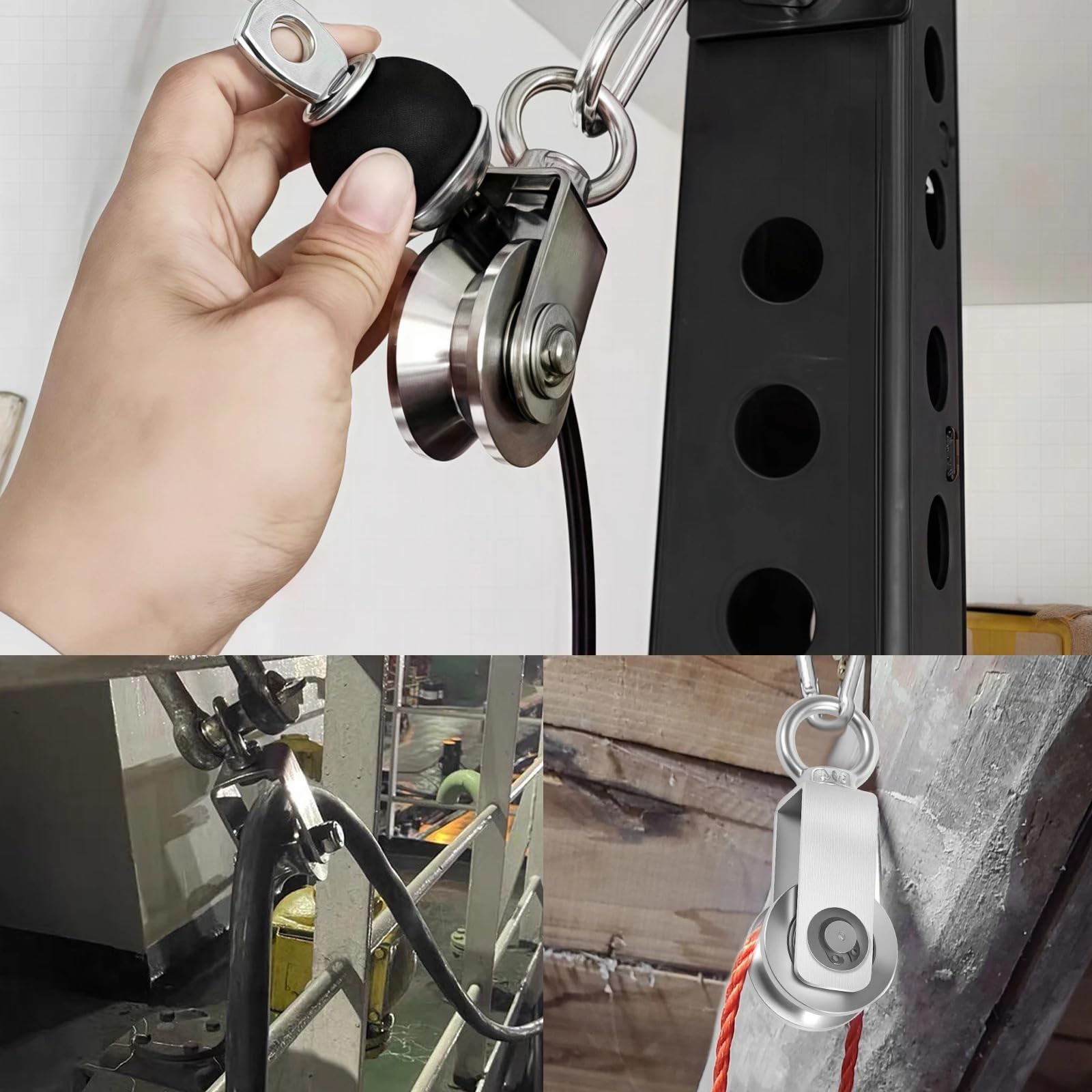 Umlenkrollen Für Seile 2-teiliges Lade-Hebe-Rad-Werkzeuglager im Inneren, hängender Kabel-Flaschenzug aus Edelstahl
