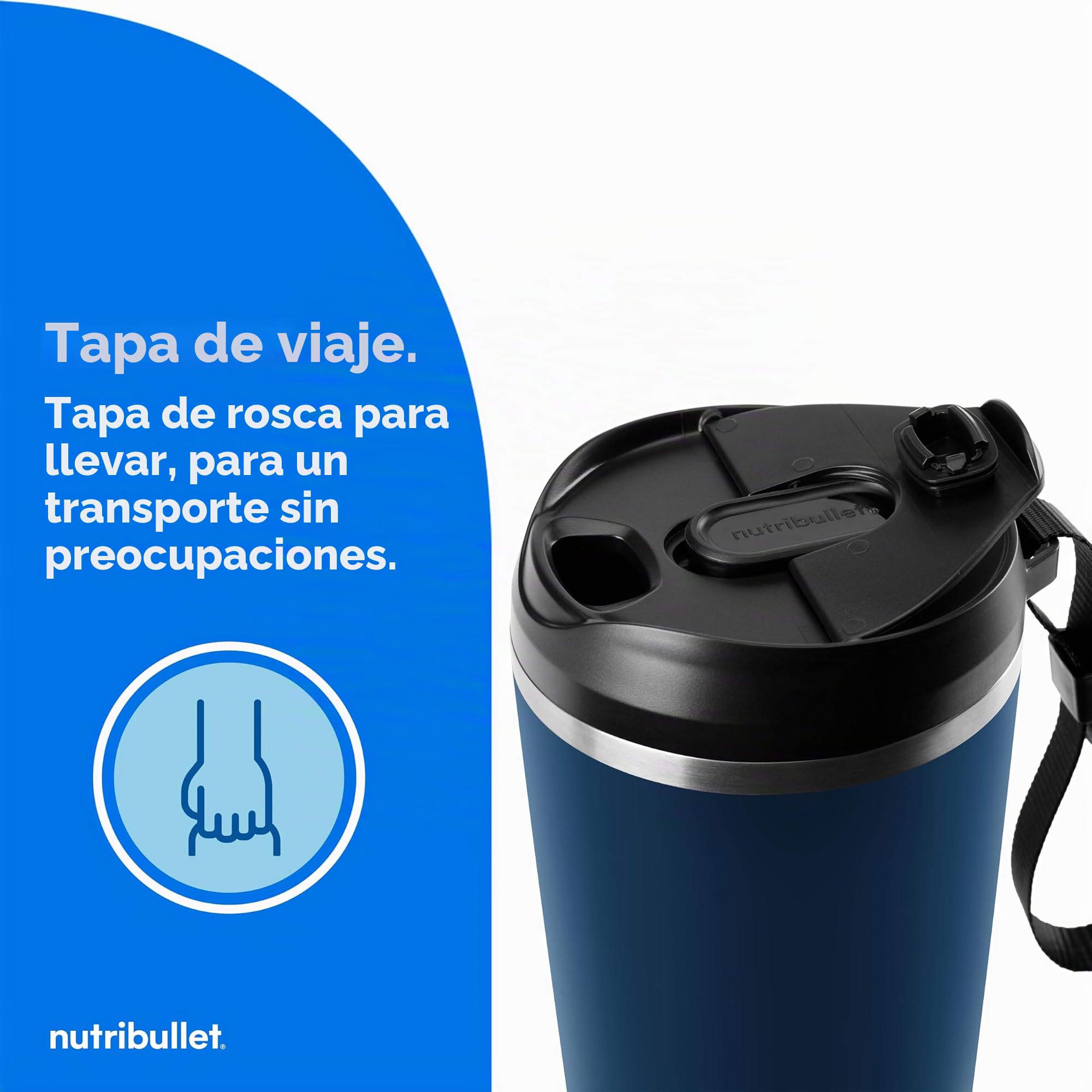 nutribullet Licuadora portátil Flip con taza aislada, índigo mate, NBPB50350IND
