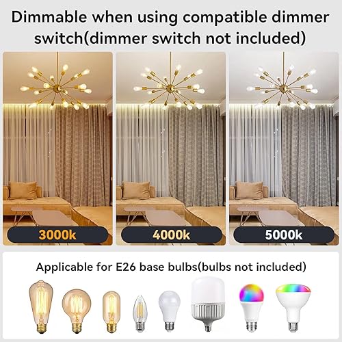 Miniatura 3 de WFRDJSP Sputnik Candelabros de 18 luces, lámpara de techo grande moderna de mediados de siglo, lámpara de techo ajustable antioxidante, persianas de