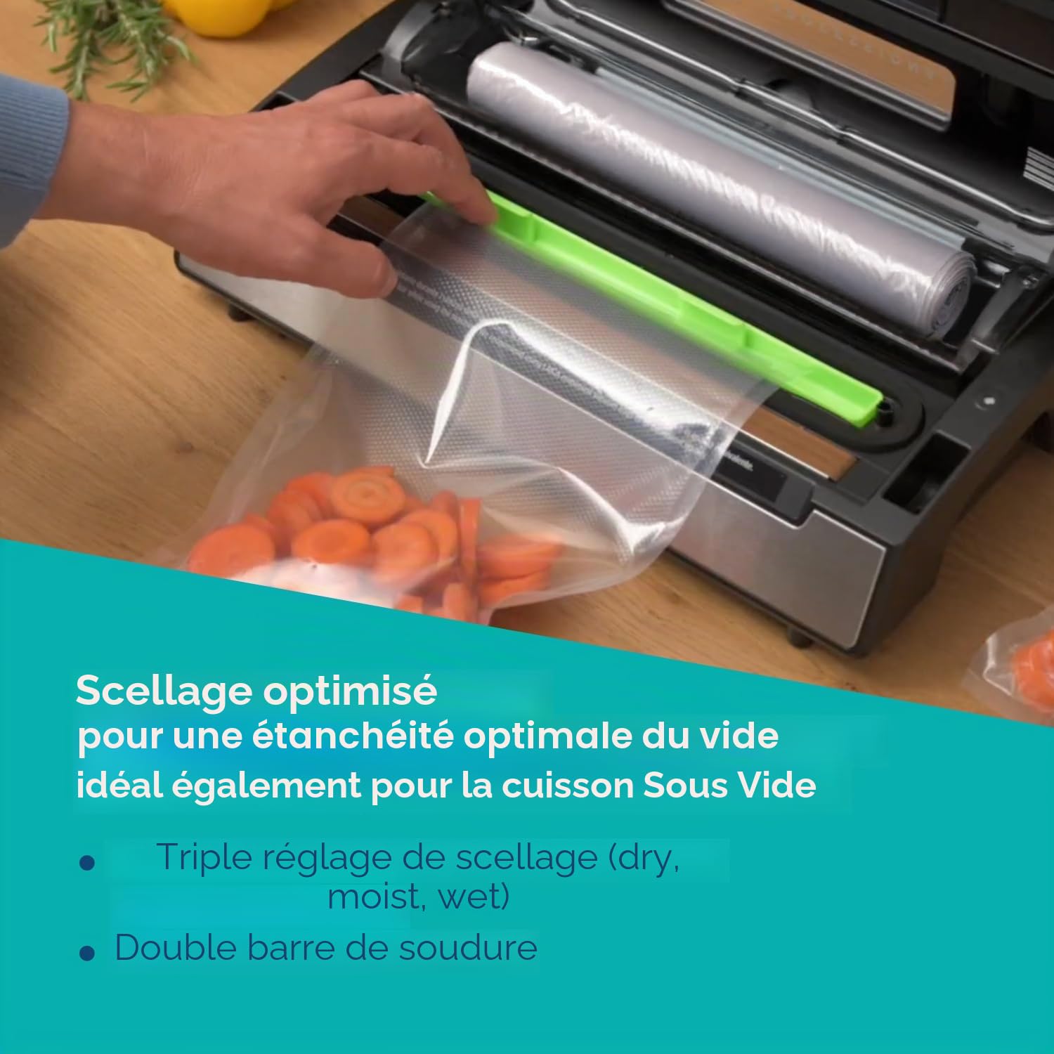 Laica VT3120 Machine sous vide pour aliments, automatique, double pompe, acier, 20 l/min, largeur maximale des sacs 30 cm 20,6 x 40 x 12 cm
