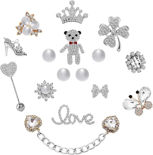 Yolev Trendy Designer Shoe charms for Women and Girls Cool Diamond Pins for Adults, Jewels Shoe Decoration, Luxury Clog Accessories DIY Shoes Pins for Boy Girl Teens Men Women and Adults
