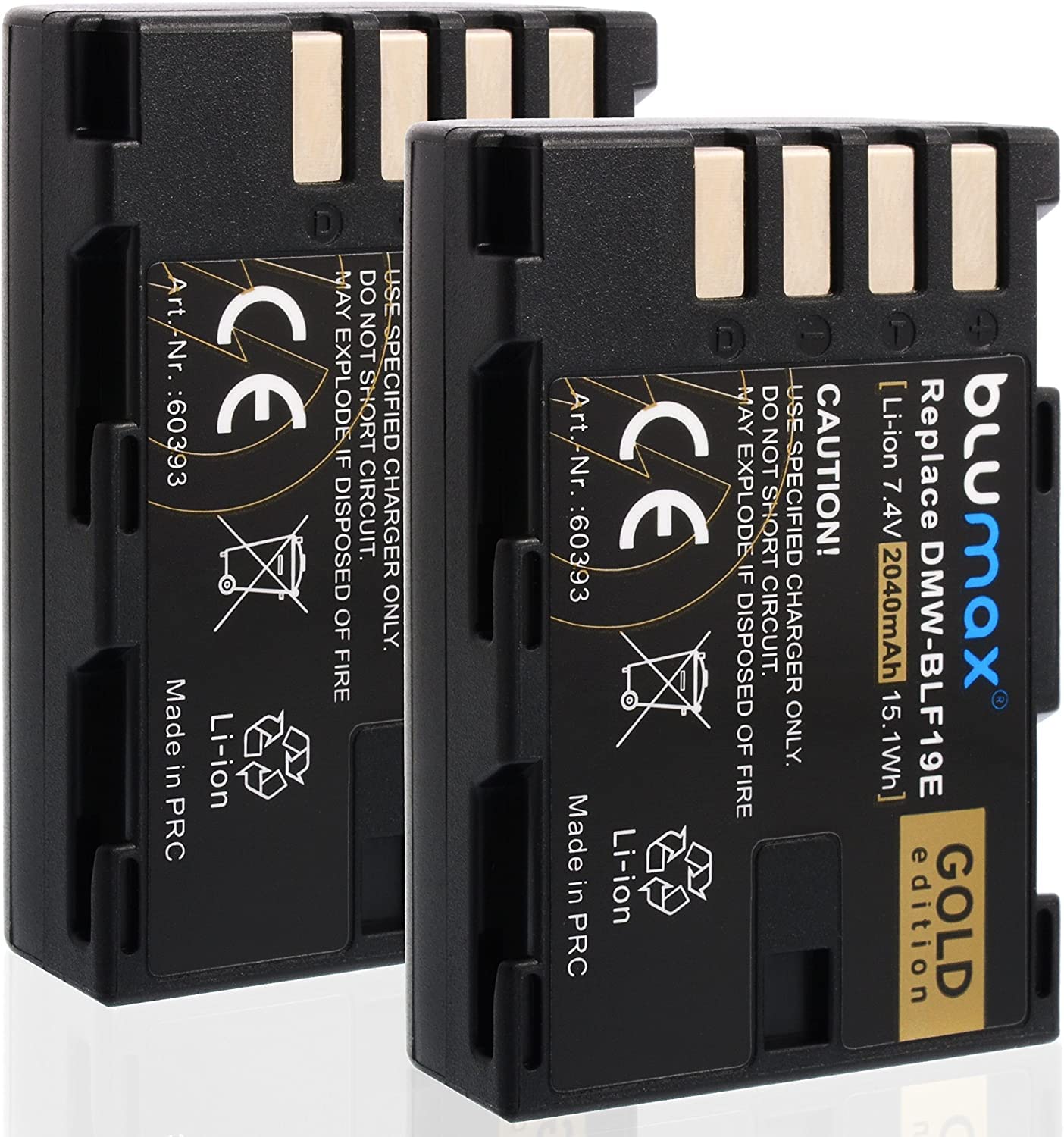 Blumax - 2 batterie sostitutive Panasonic DMW-BLF19 / DMW-BLF19E, compatibili con Panasonic Lumix DC-GH5 DMC-GH3 / DMC-GH4 / DMC-GH4R / DMC-GH3A / DMC-GH4 / DMC-GH3H 2040 mAh 7,4 V 15,1 wh