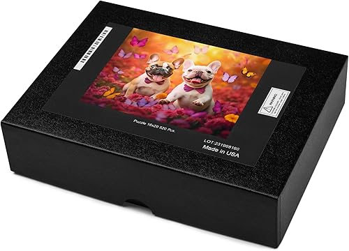 Miniatura 8 de Superb Home Adorable rompecabezas de 2 perros Bulldog Francés Persecución Mariposas 252 piezas Rompecabezas de mejores amigos, hermanos, parejas,