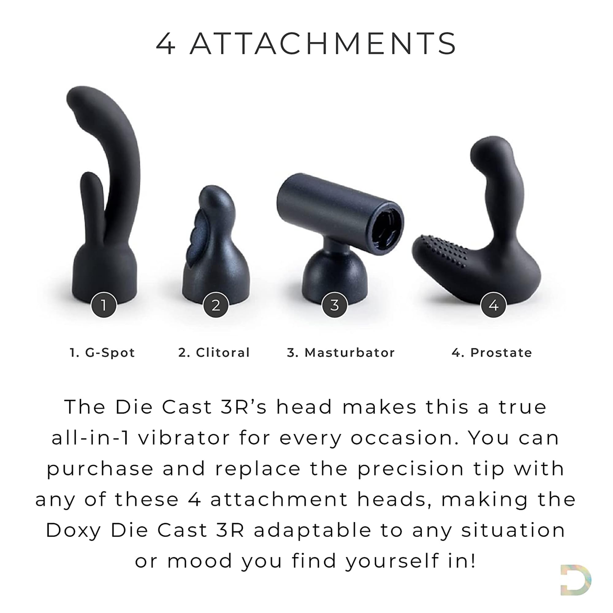 Doxy Die Cast 3 - Silicone Prostate Massager Wand Vibrator Attachment - 400 Gr