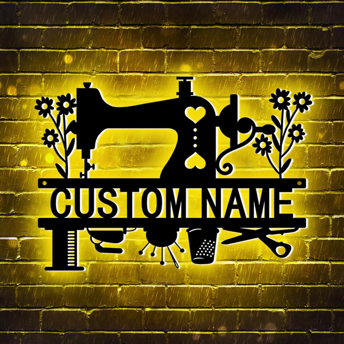 Personalized Sewing Neon Sign for Wall Decor, Custom Metal Sewing LED Light Up Sign Wall Art, Vintage Quilting Decor, Mother Day's Birthday Gift for Mother Mom Grandma (Style 4)