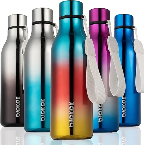 BJPKPK - Botellas de agua aisladas, 18 oz, de acero inoxidable con correa, botellas de metal, jarras, tazas, frascos libres de BPA, a prueba de
