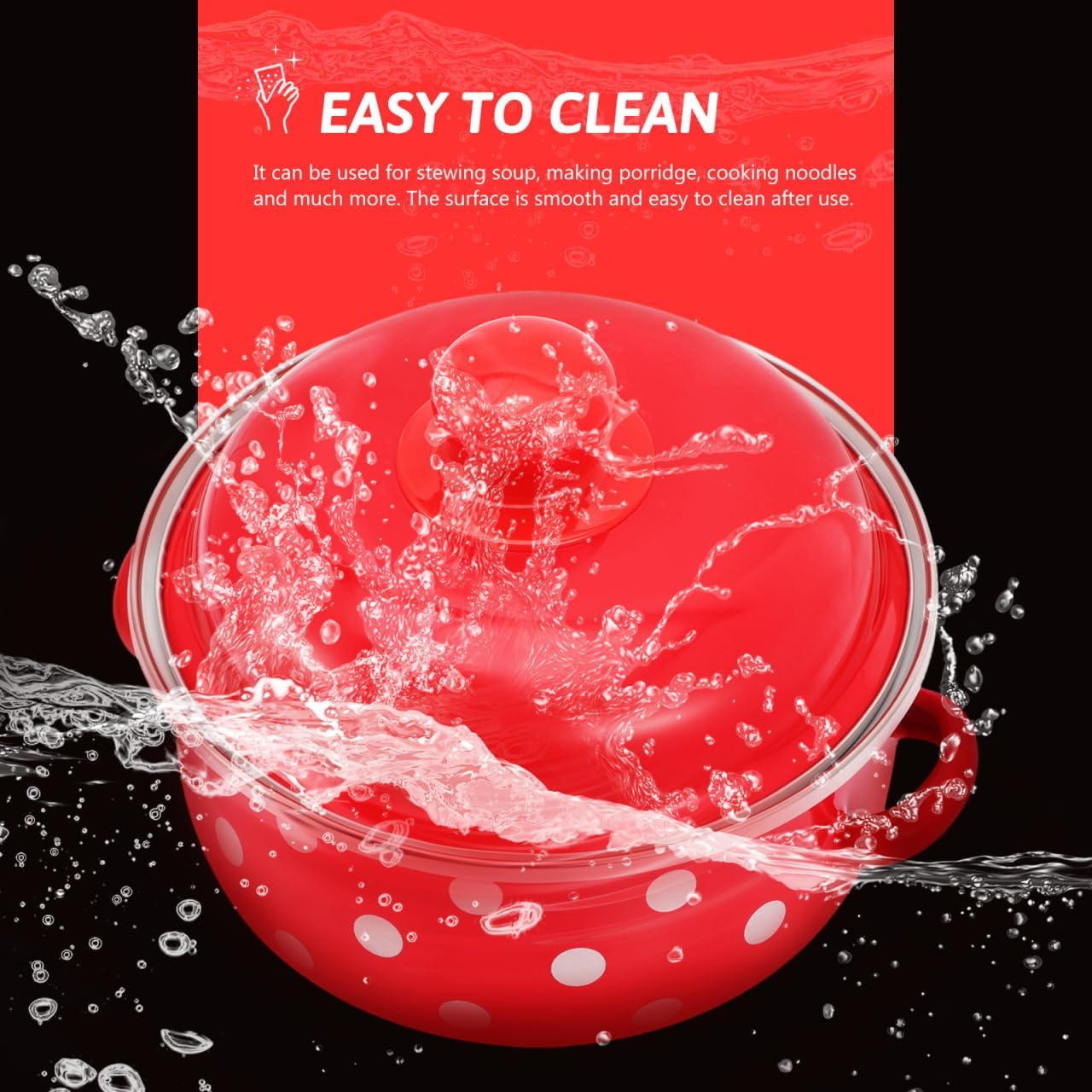 BESTOYARD Enamel Stew Pot with Lid 1 Quart Double Ear Stockpot for Soup Porridge Noodles Heat Retention Cookware Kitchen Supply