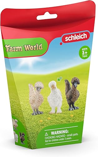 Miniatura 6 de Schleich Farm World - Juego de pollos realistas, juego de 3 piezas de granja y granero con figuras de pollo realistas para jugar e imaginar, para