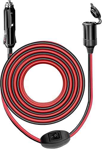 Interruptor de encendidoapagado, cable de extensión de encendedor de cigarrillos de 13 pies, resistente de 12 V, enchufe a enchufe, fusible de 15 A