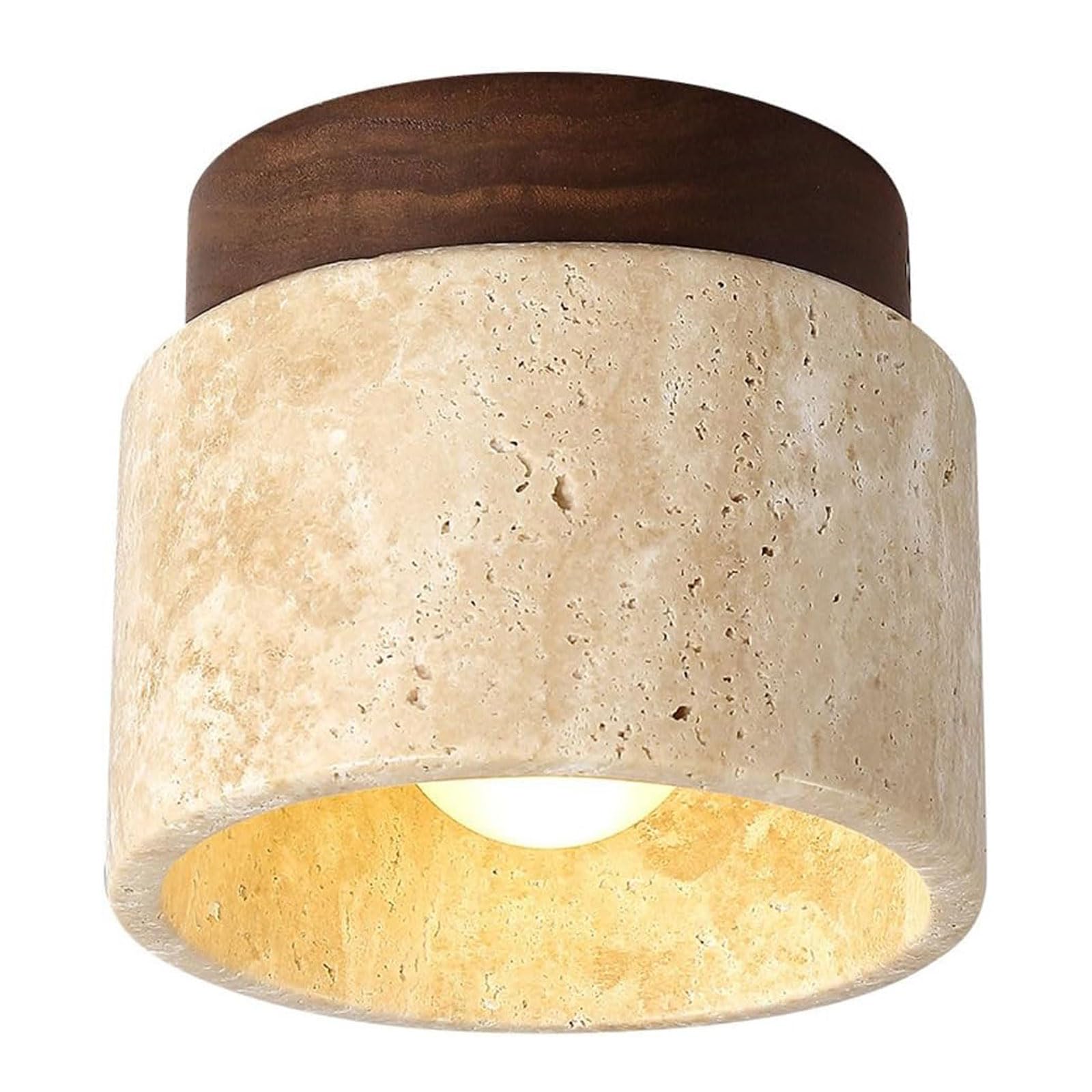 TISTIK Plafonnier Semi-encastré en Pierre Naturelle et marbre, Petit plafonnier de Ferme Vintage Proche du Plafond pour Cuisine, Couloir, Porche, escalier