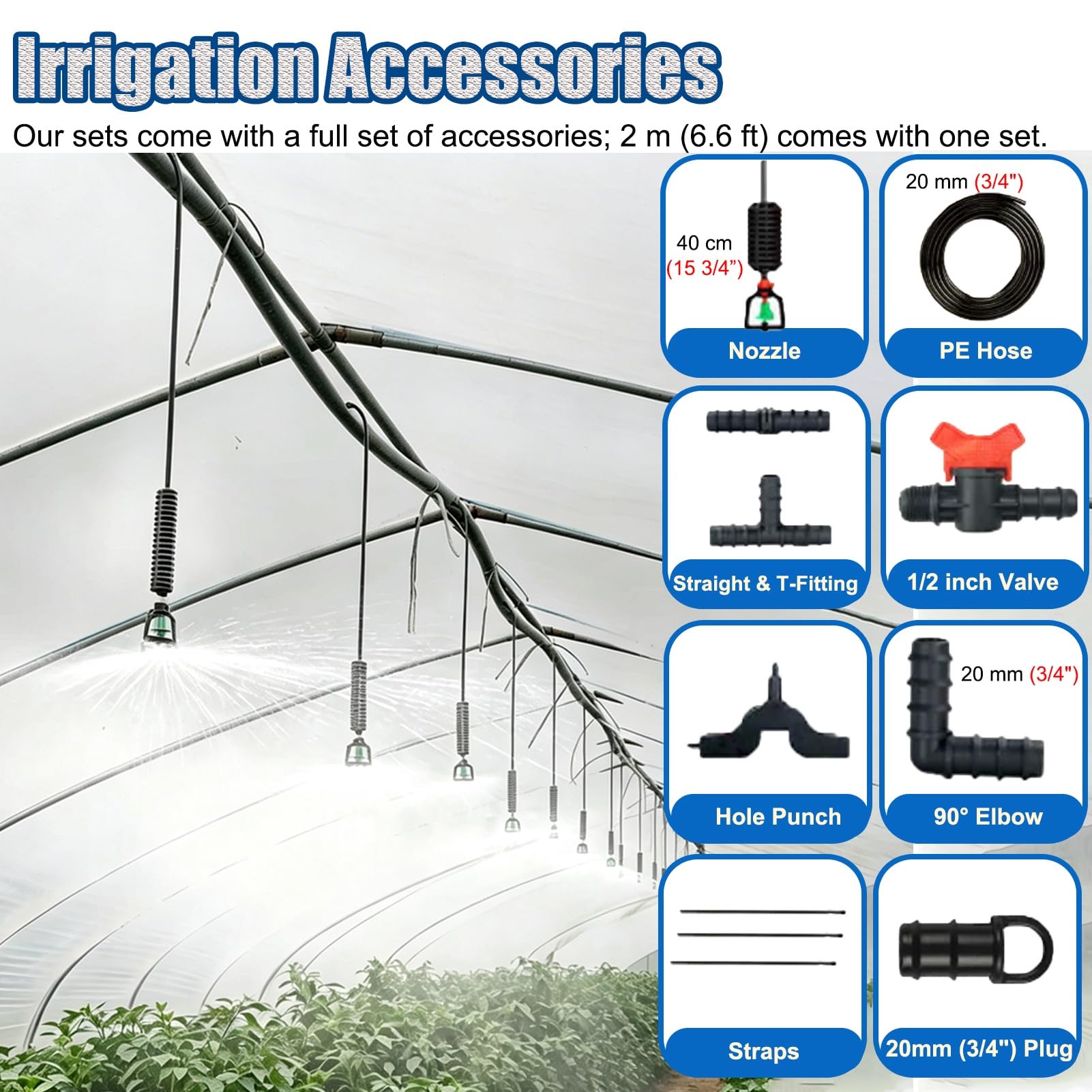 Kit Irrigazione Automatico di Dissipazione del Calore per Serra, Kit di Irrigazione a Nebulizzazione con Testine di Irrigazione a Goccia Rotanti a 360 Gradi, Attrezzatura per L'irrigazione Piante